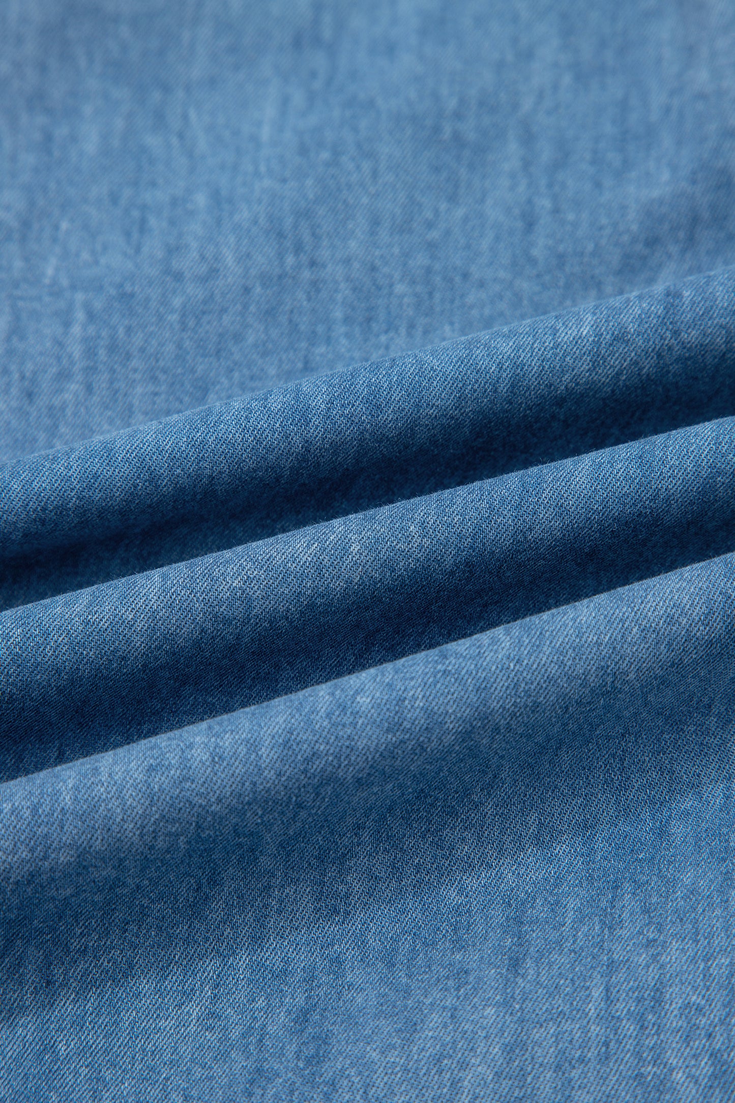 Beau Blue Ruffled Hem Wide Leg Chambray Pants