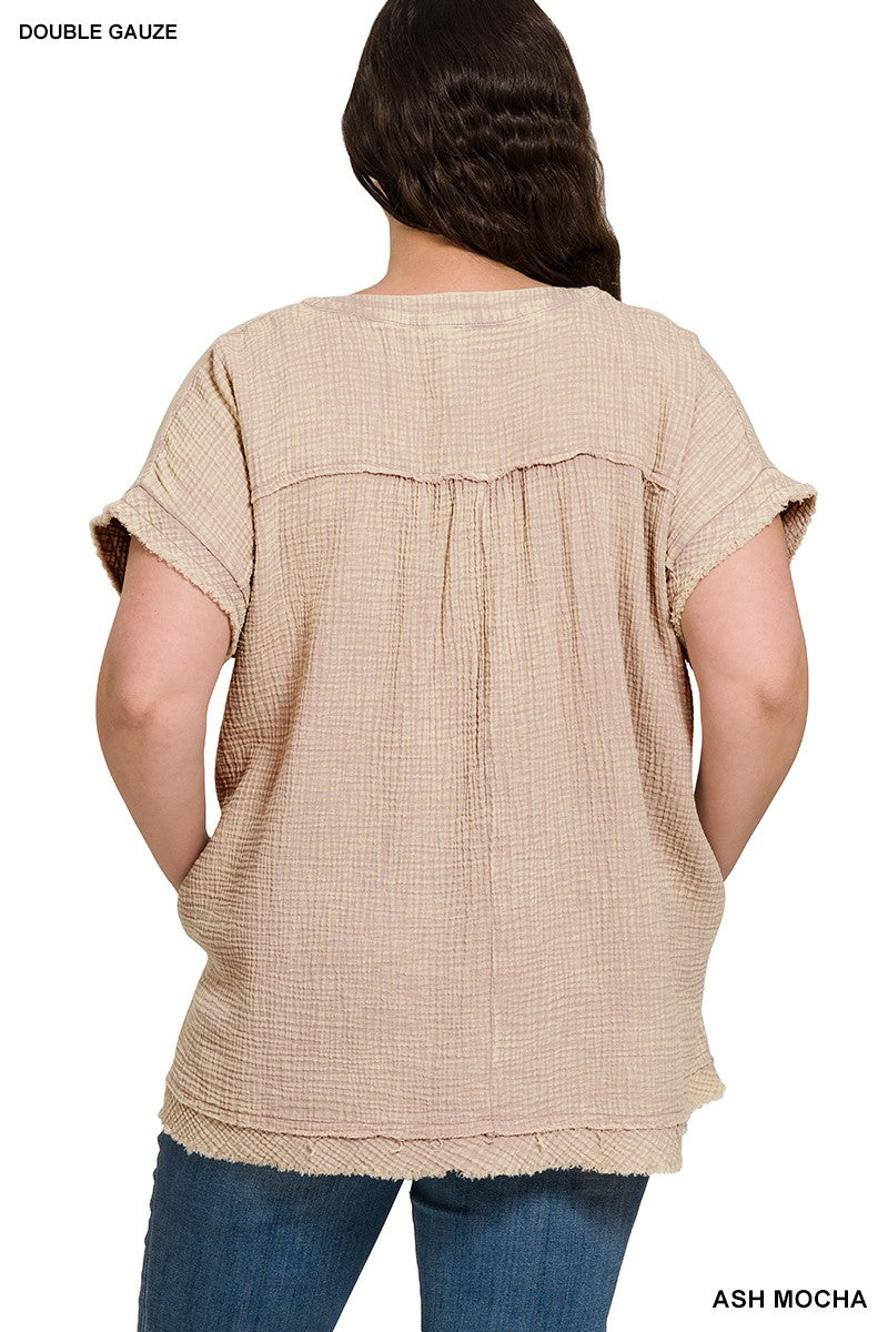 CURVY MOCHA GAUZE TOP