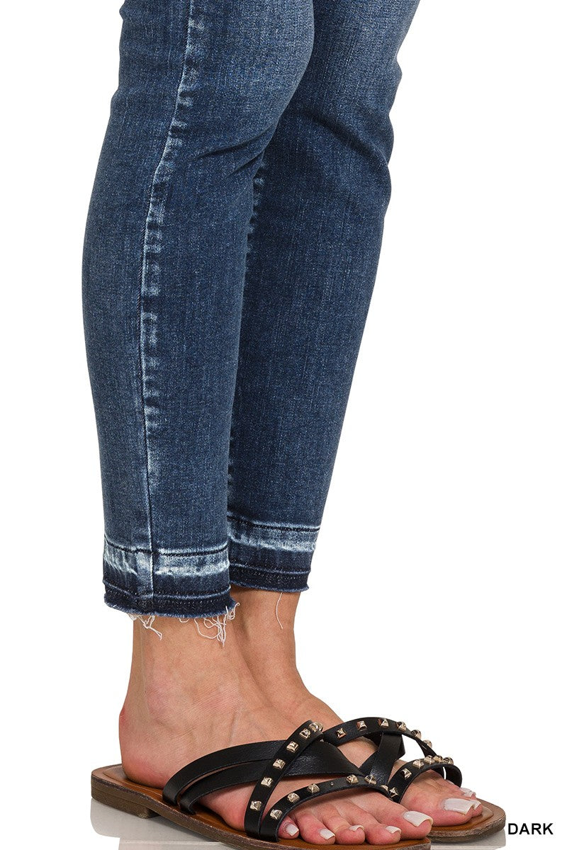 CURVY HIGH RISE CROPPED SKINNY DENIM PANTS