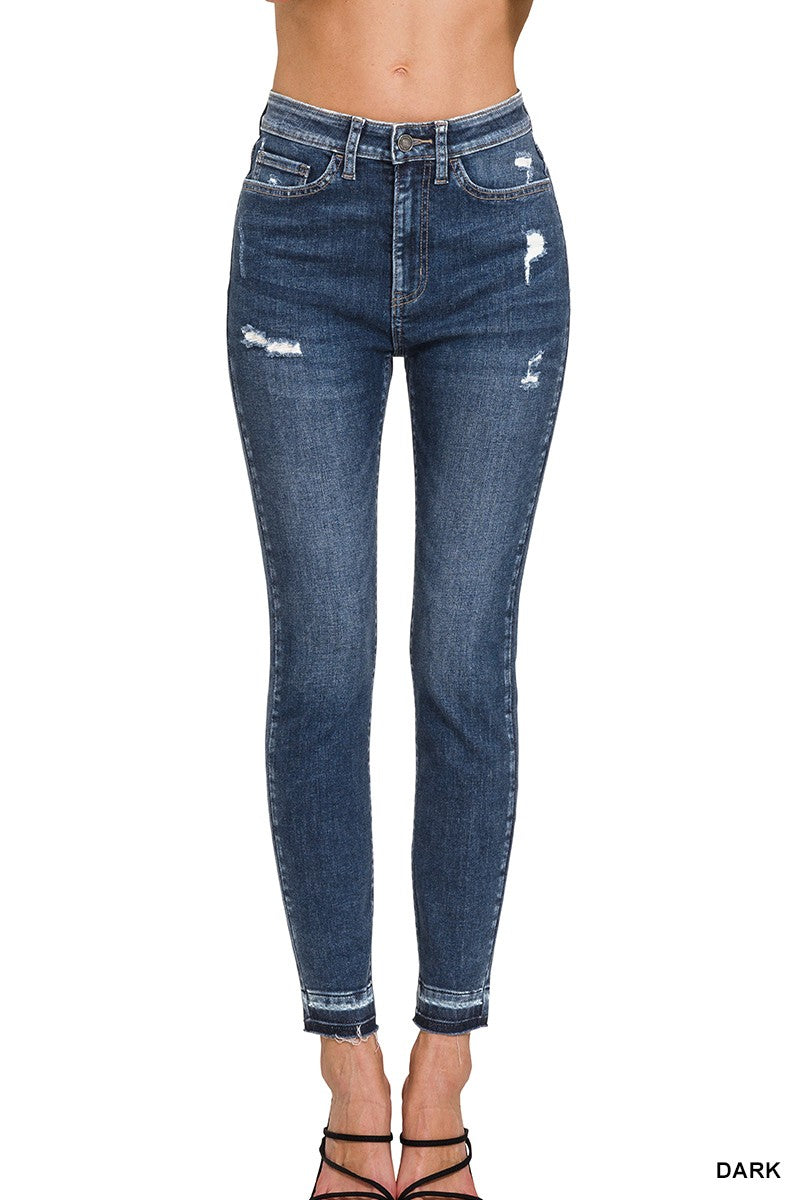 CURVY HIGH RISE CROPPED SKINNY DENIM PANTS