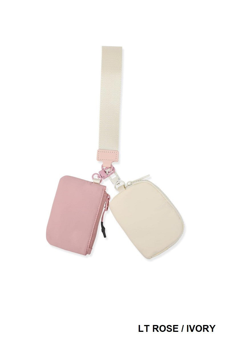 DUAL POUCH WRISTLET KEYCHAIN WALLET ( 4 COLORS)