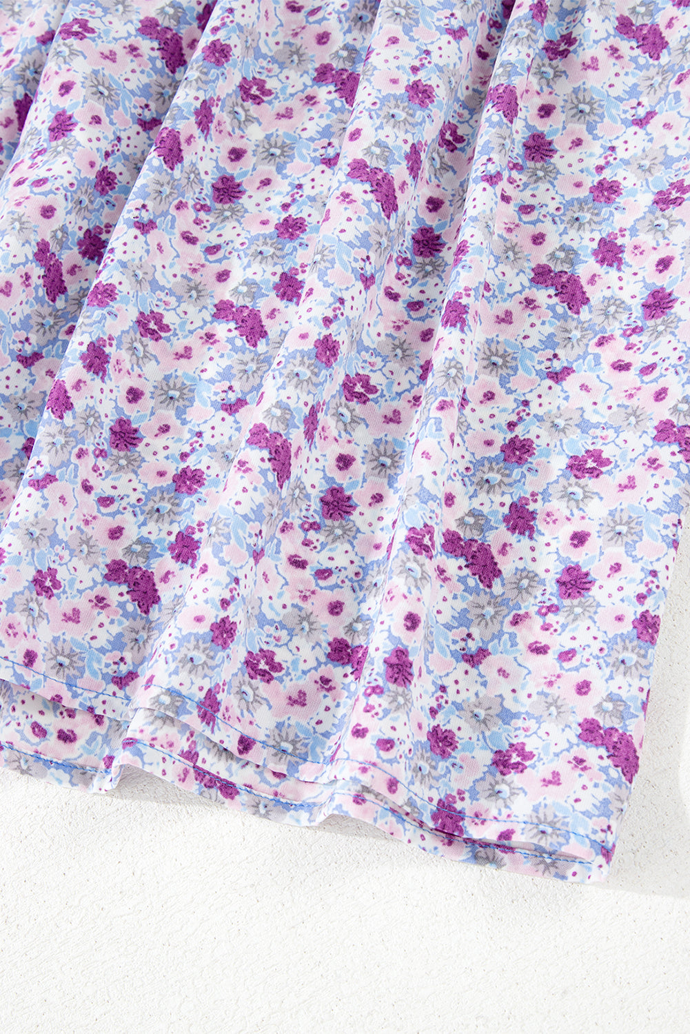 Floral Short Bubble Sleeve Shirred High Waist Maxi Dress