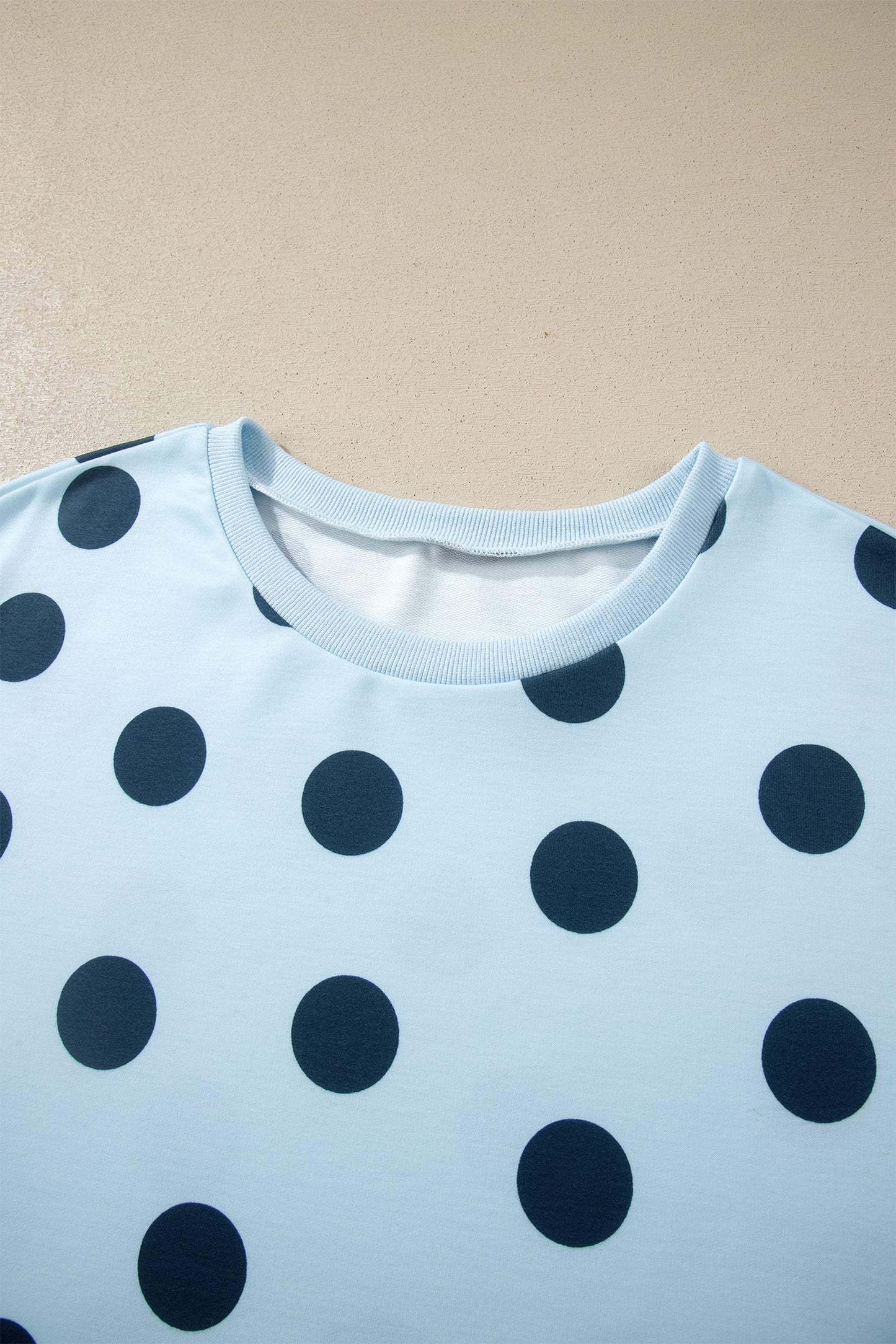 Polka Dot Print Loose Tee Drawstring Elastic Waist 2 Piece Short Set