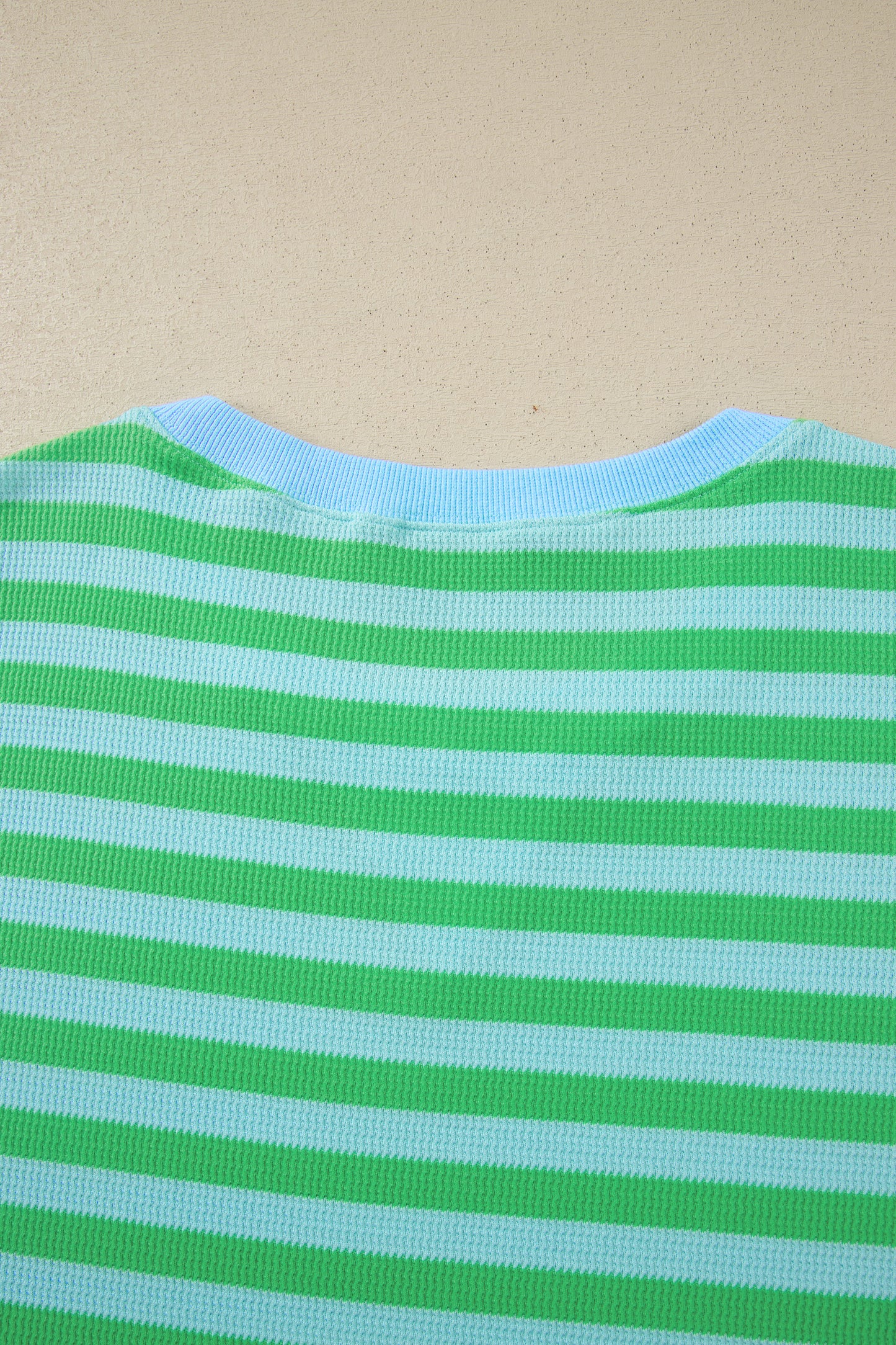 Green Stripe Plus Size Puff Sleeve Top & Drawstring Shorts 2pc Set