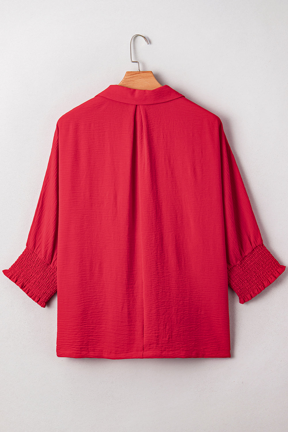 Fiery Red Plus Size Smocked Cuff Dolman Oversized Tunic Blouse (Warehouse Exclusives - Online only)