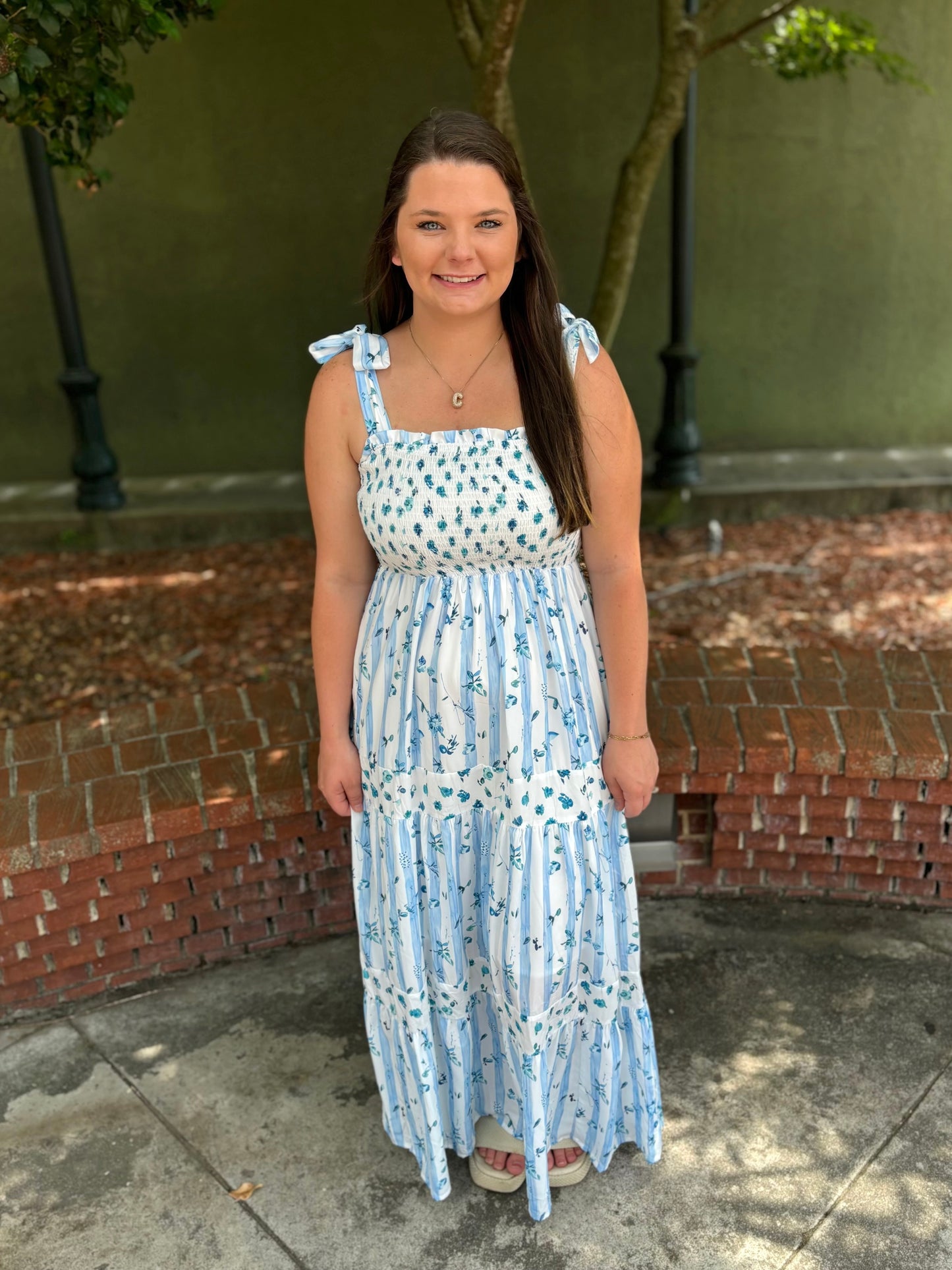 Light Blue Floral Maxi Dress