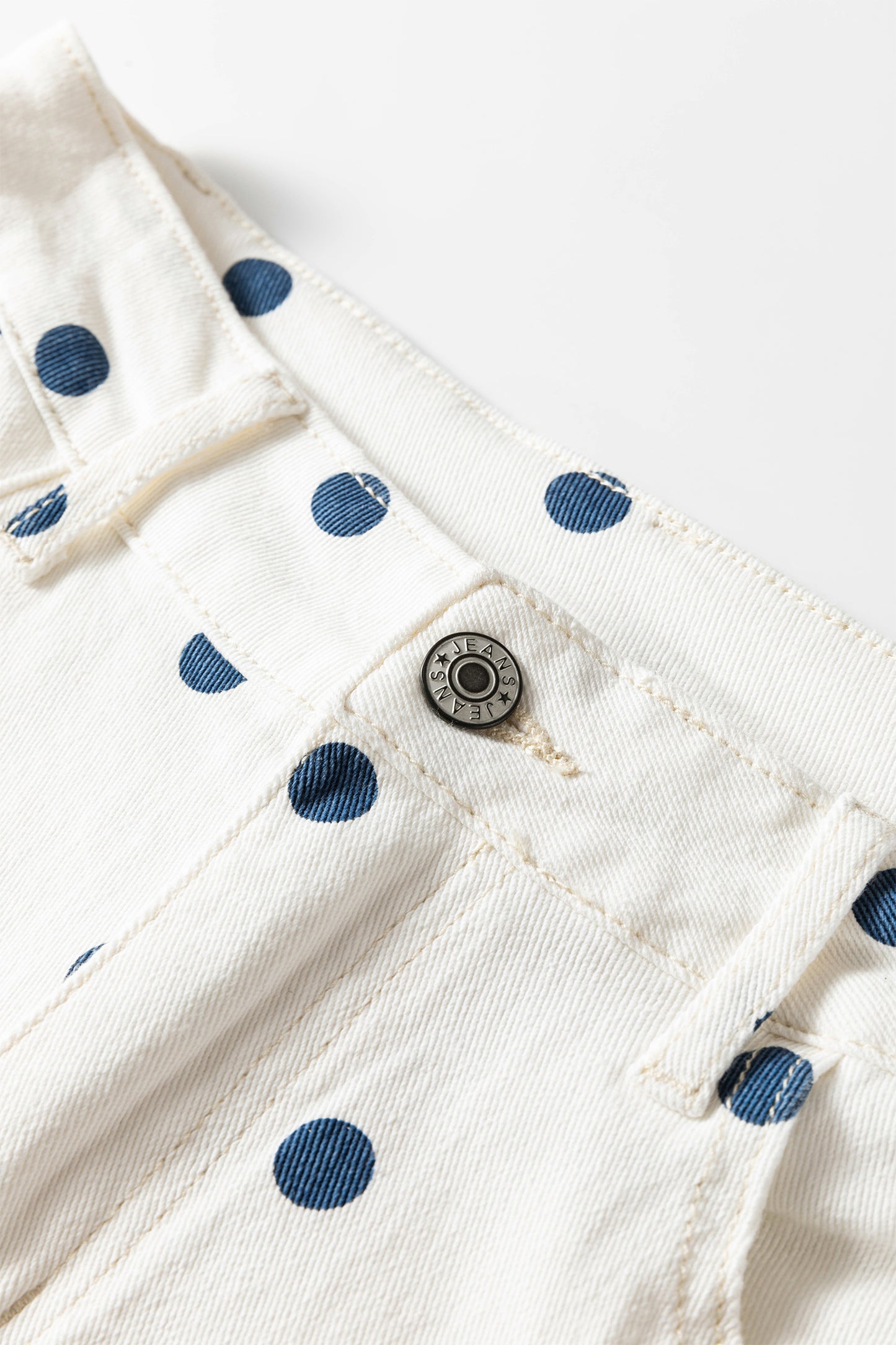 Tailored Seam Polka Dot Print Barrel Jeans
