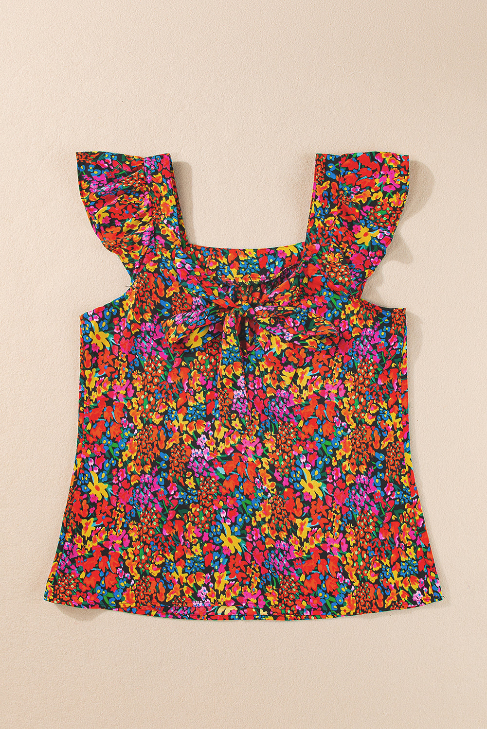 Multicolor Floral Bow Knot Blouse