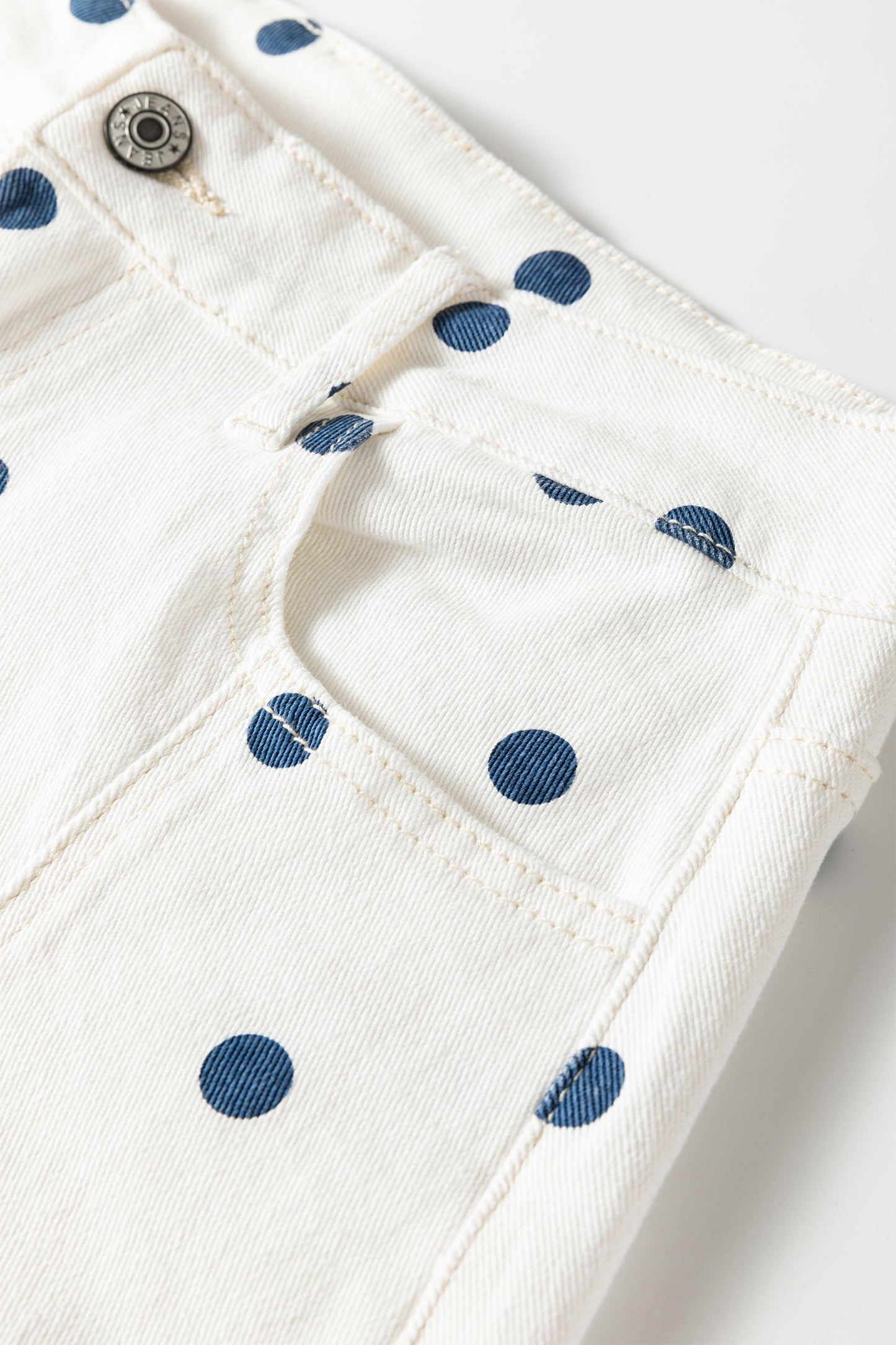 Tailored Seam Polka Dot Print Barrel Jeans