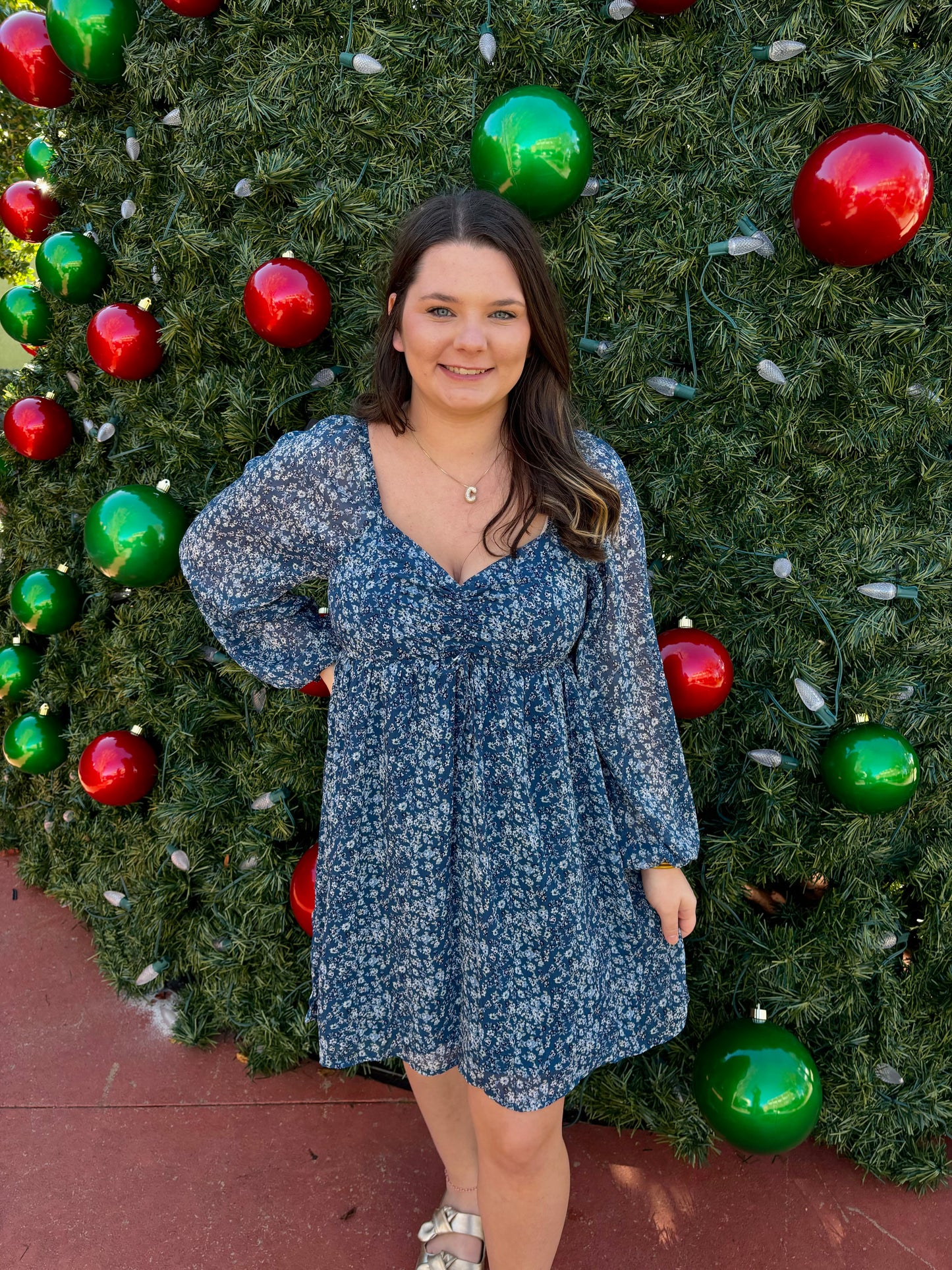 Blue Floral Mini Dress