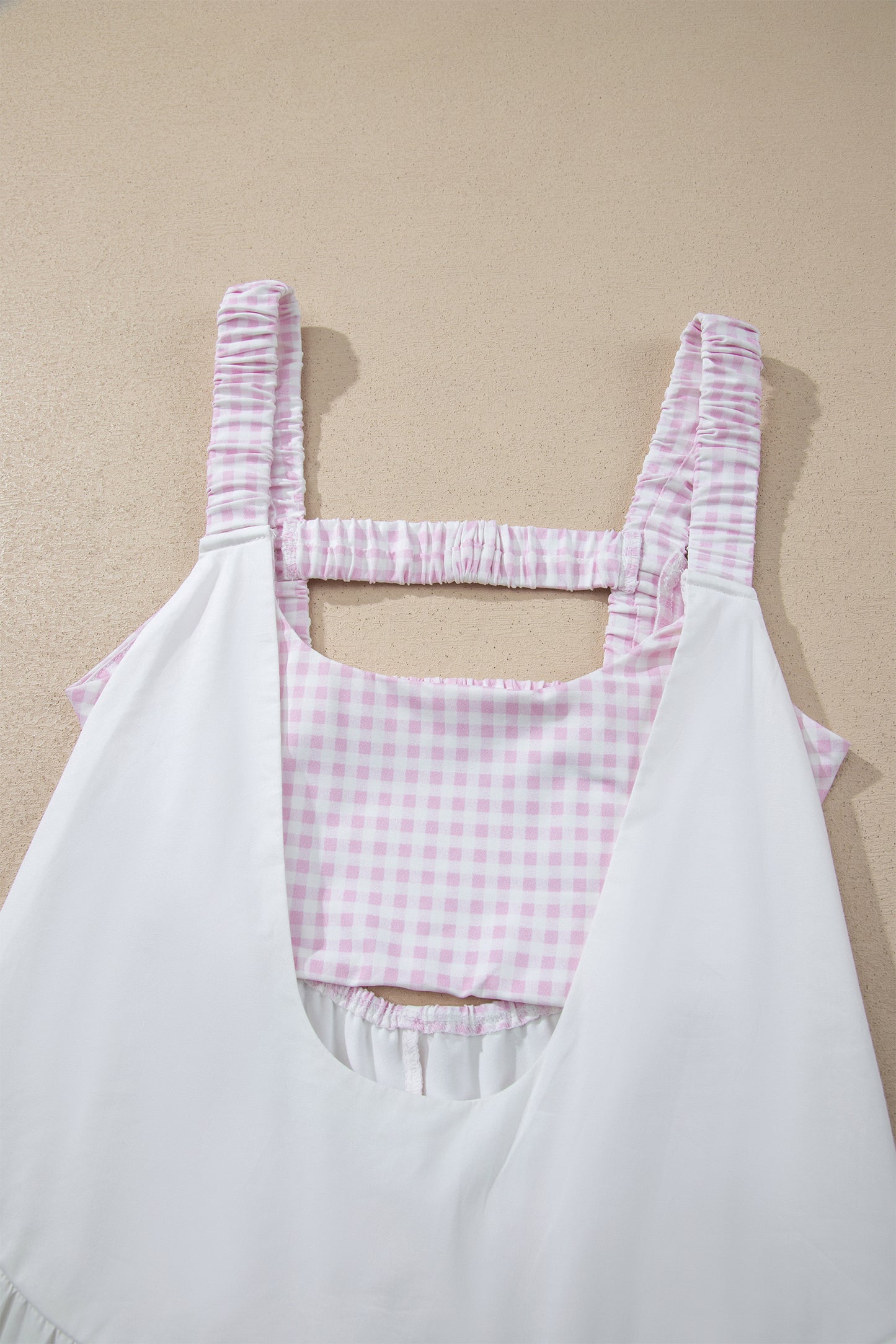 Faux Two Piece Gingham Contrast Loose Mini Dress