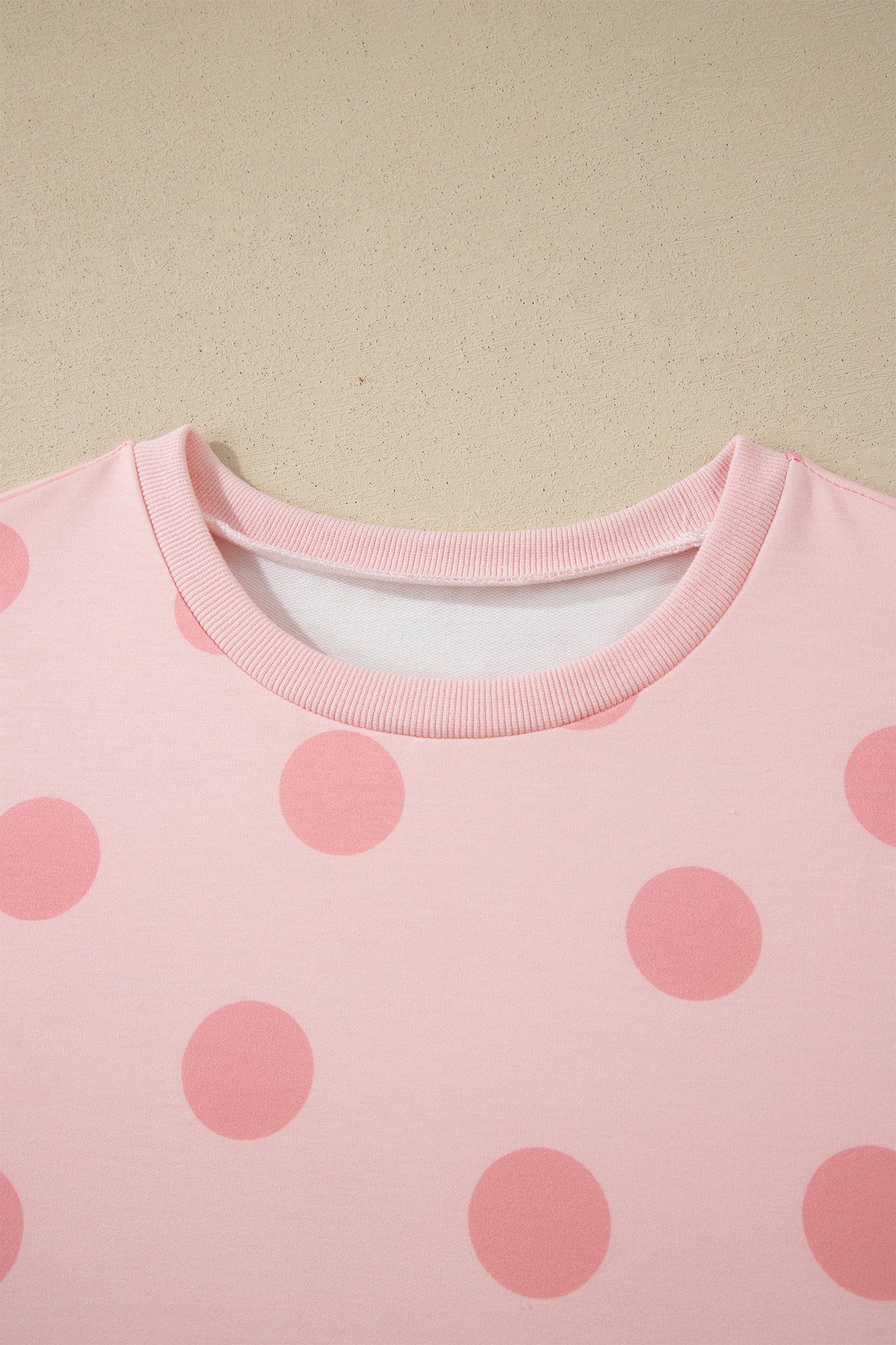 Polka Dot Print Loose Tee Drawstring Elastic Waist 2 Piece Short Set