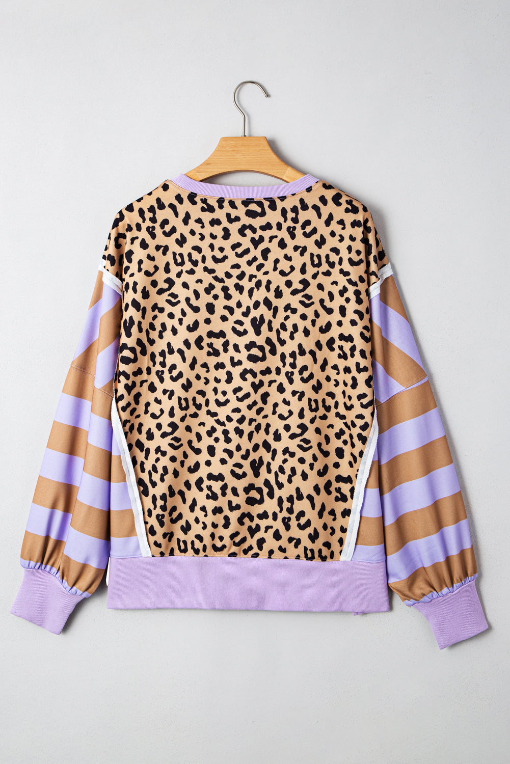 Purple Stripe Color Block Leopard Sweatshirt (Warehouse Exclusives - Online only!)
