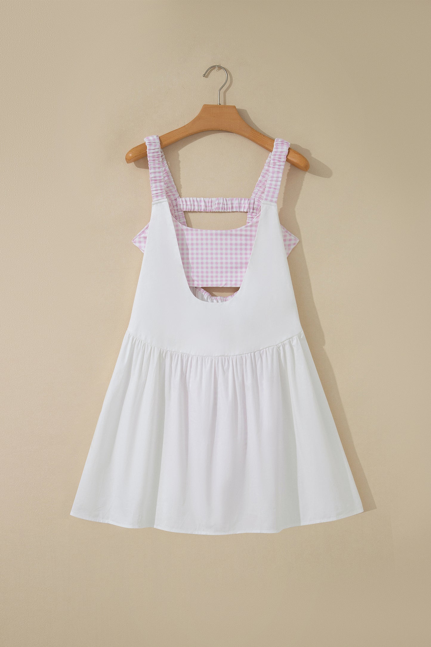 Faux Two Piece Gingham Contrast Loose Mini Dress