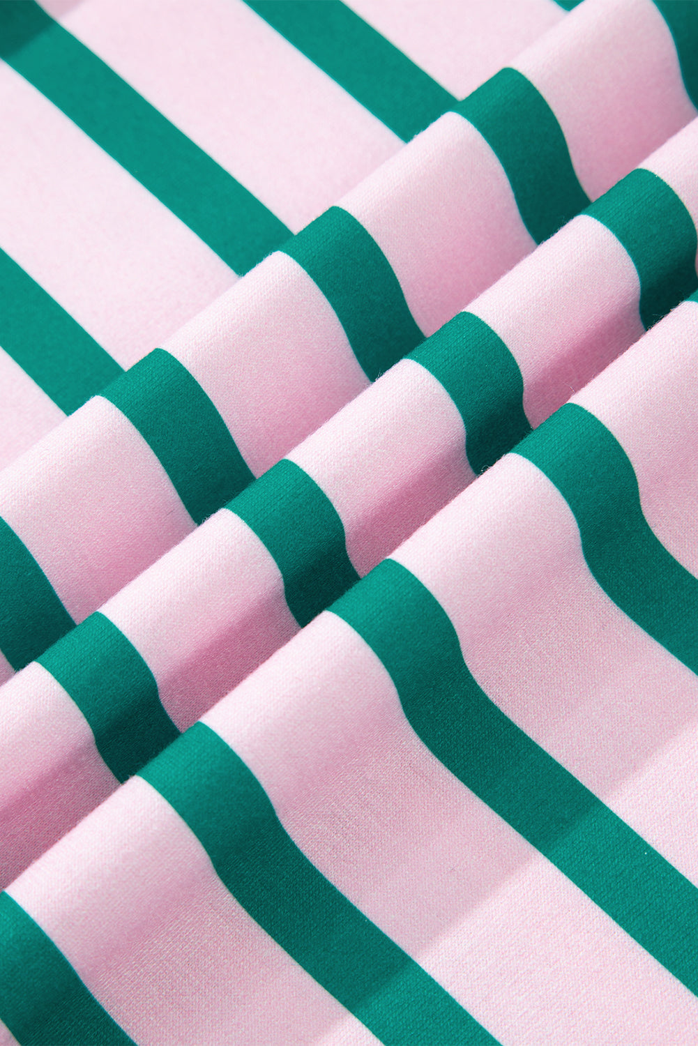 Green Stripe Mix Pattern Color Block Patchwork Side Slit Baggy Sweatshirt (Warehouse Exclusives-Online Only)