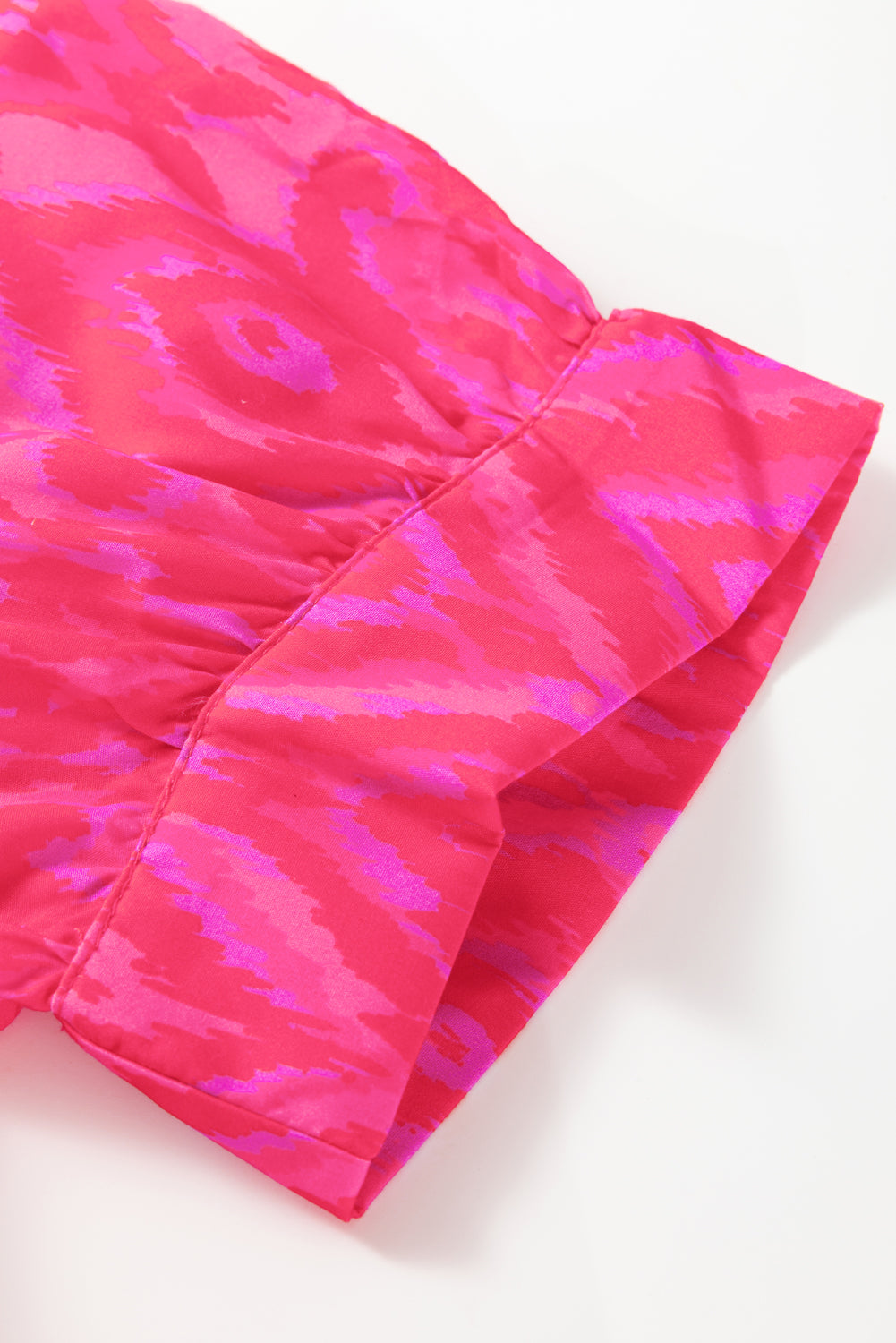 Watermelon Split Neckline Short Puff Sleeve Curvy Dress  (Warehouse Exclusive)