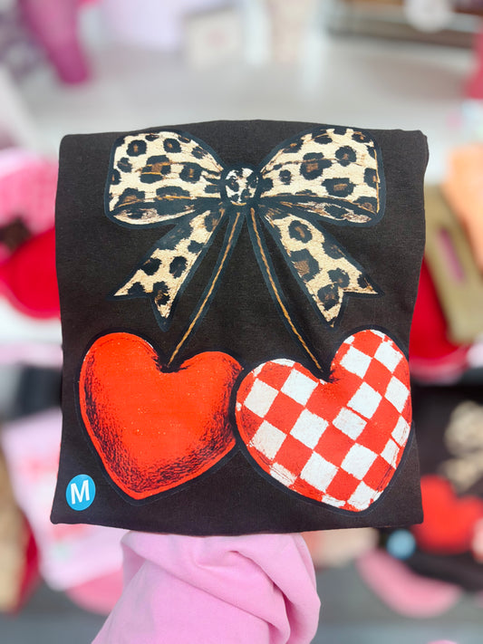 JTH Cheetah Checker Heart Cherry Short Sleeve T-Shirt
