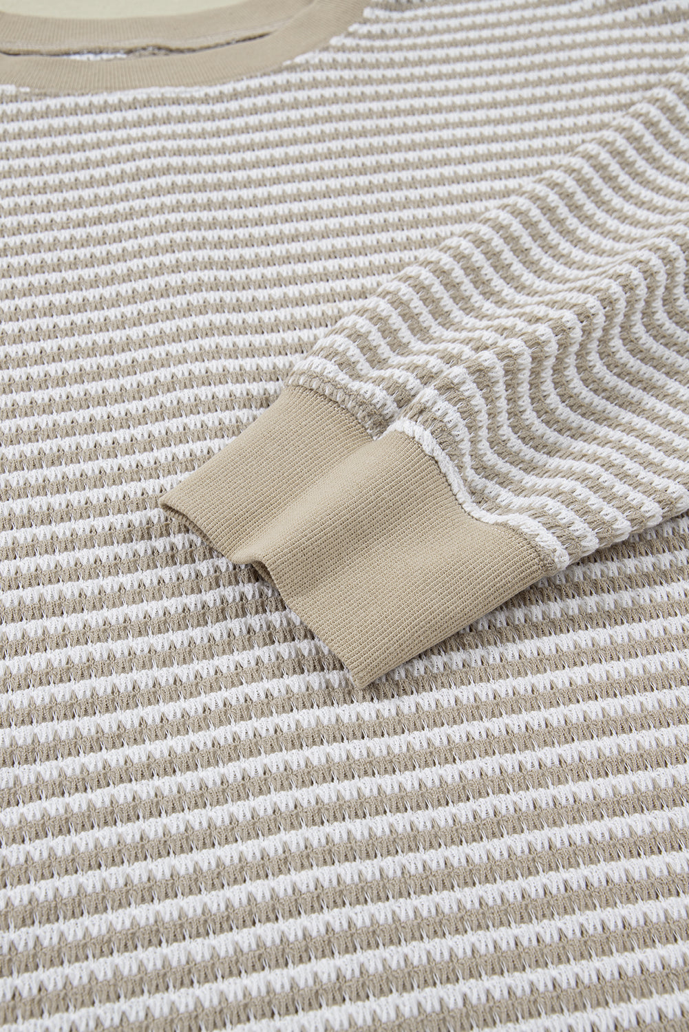CURVY Brown Stripe Plus Size Breathable Knit Ribbed Trim Long Sleeve Top (Warehouse Exclusives - Online only!)