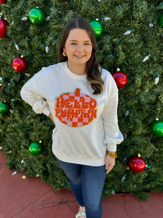 Hello Pumpkin Checkered SweatShirt