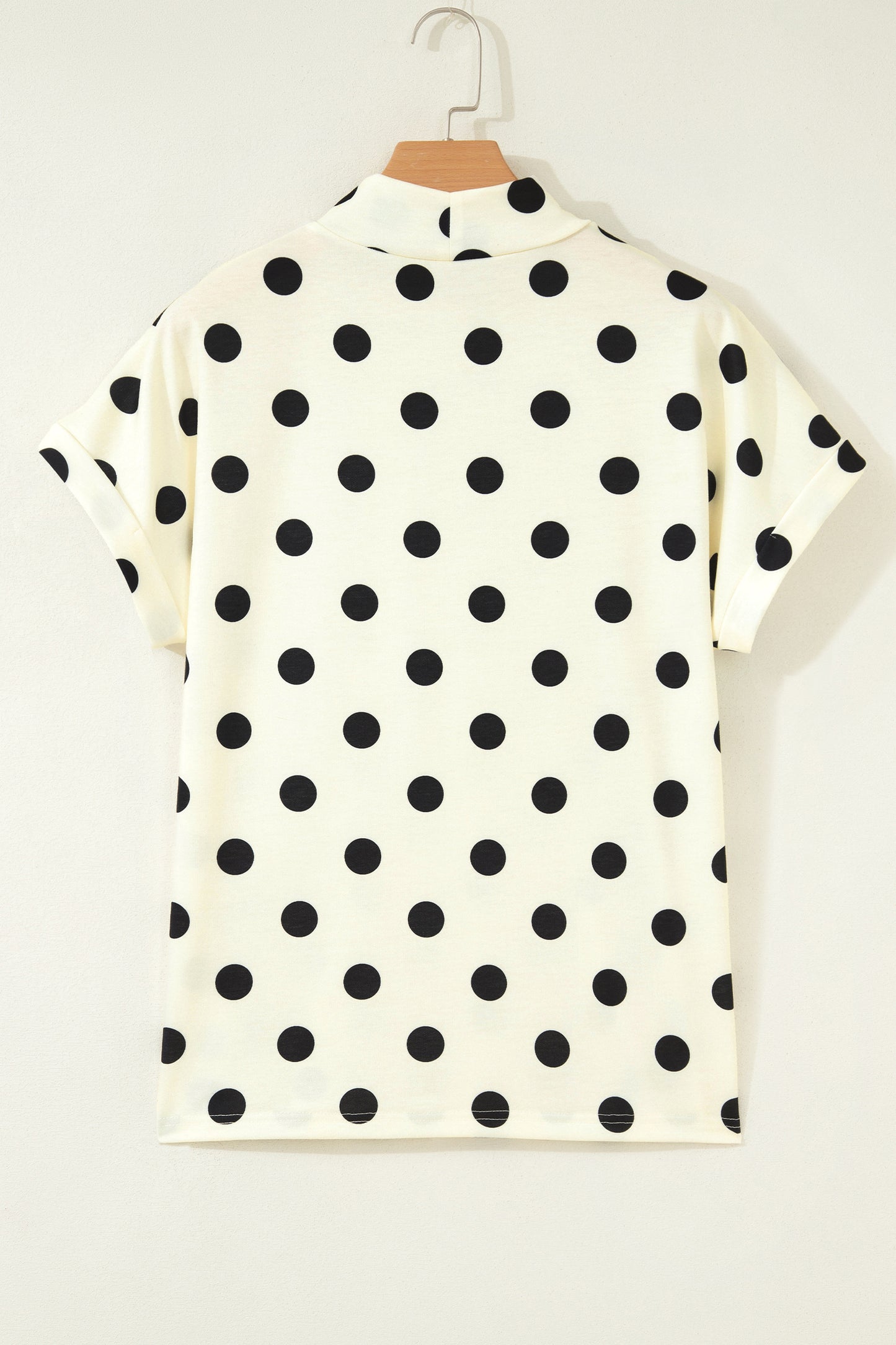 Polka Dot Print High Neck Dolman Top