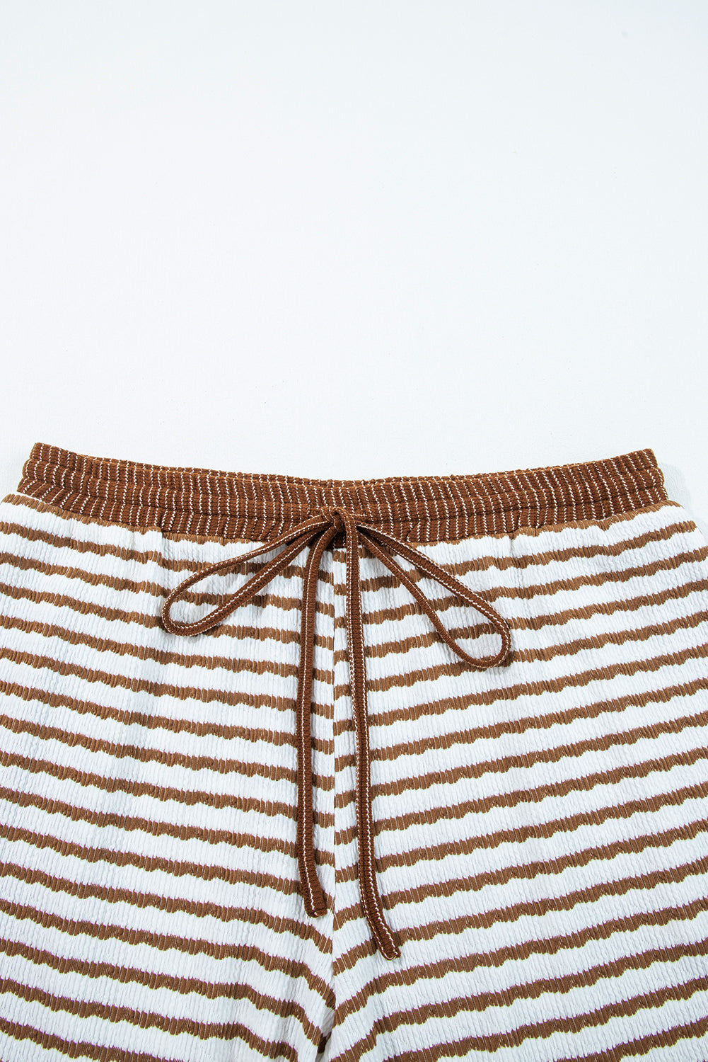 Plus size khaki stripe collared v-neck loose pant set by Modern Grace, comfortable loungewear with a stylish relaxed fit.