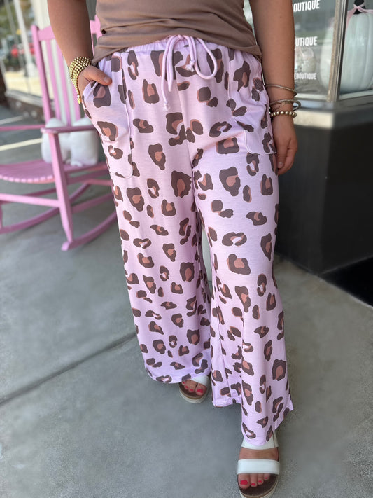Pink Drawstring Leopard Print Pants (Warehouse exclusives- online only)