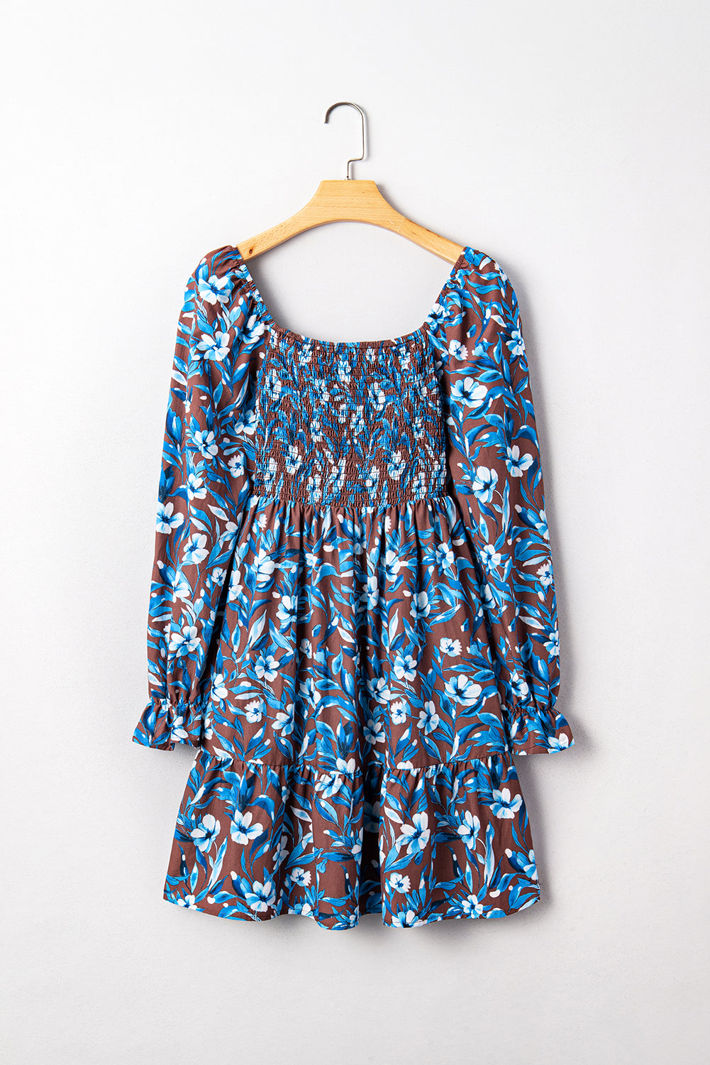 Blue Smocked Floral Long Sleeve Dress (Warehouse Exclusives - Online only)