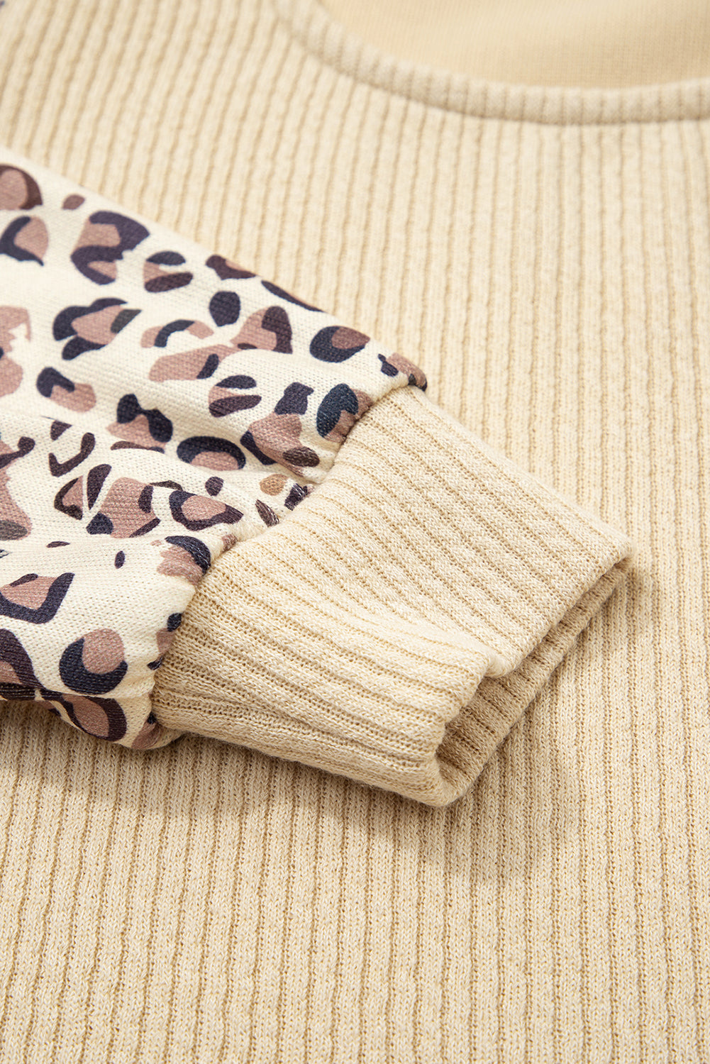 Leopard Sleeve Ribbed Knit U Neck Top (Warehouse Exclusives - Online only!)