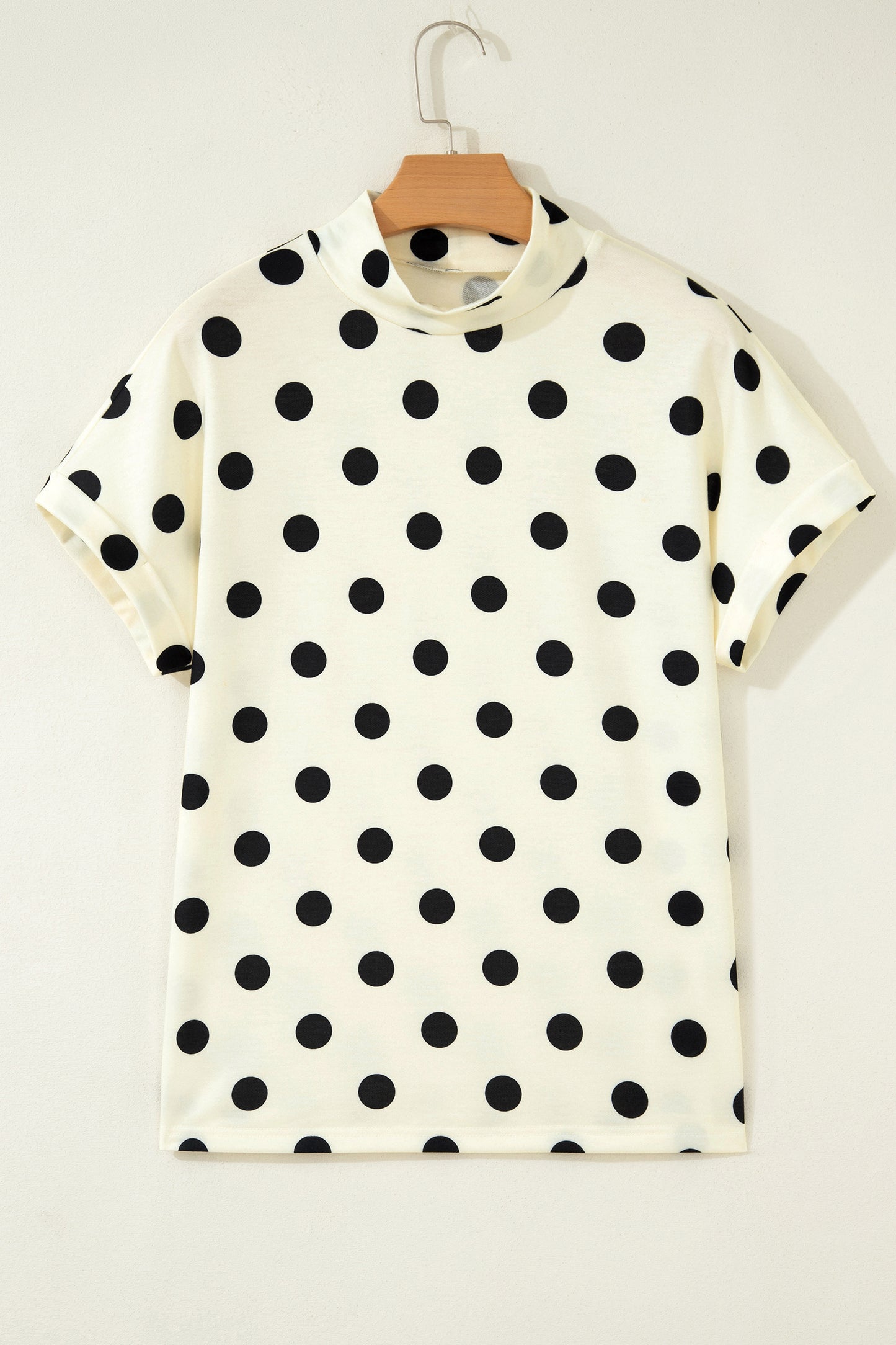 Polka Dot Print High Neck Dolman Top