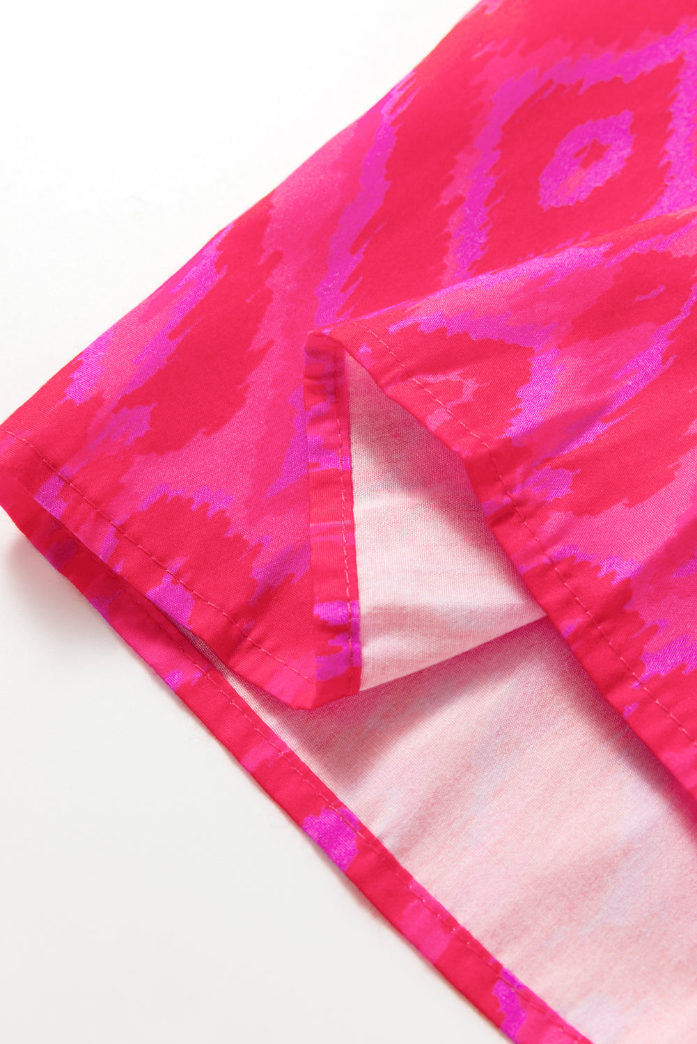 Watermelon Split Neckline Short Puff Sleeve Curvy Dress  (Warehouse Exclusive)