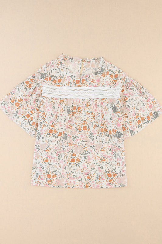 Autumn Floral Ruffle Sleeve Blouse