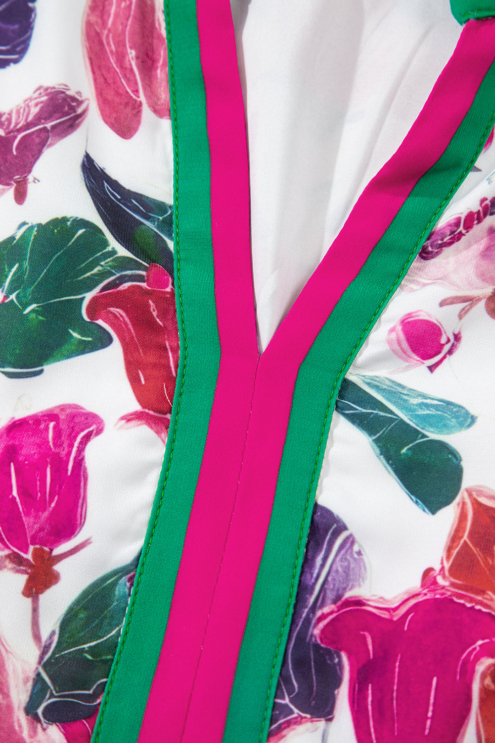 Purple Floral Print Contrast Striped Detail Long Sleeve Mini Dress (Warehouse Exclusives - Online only!)