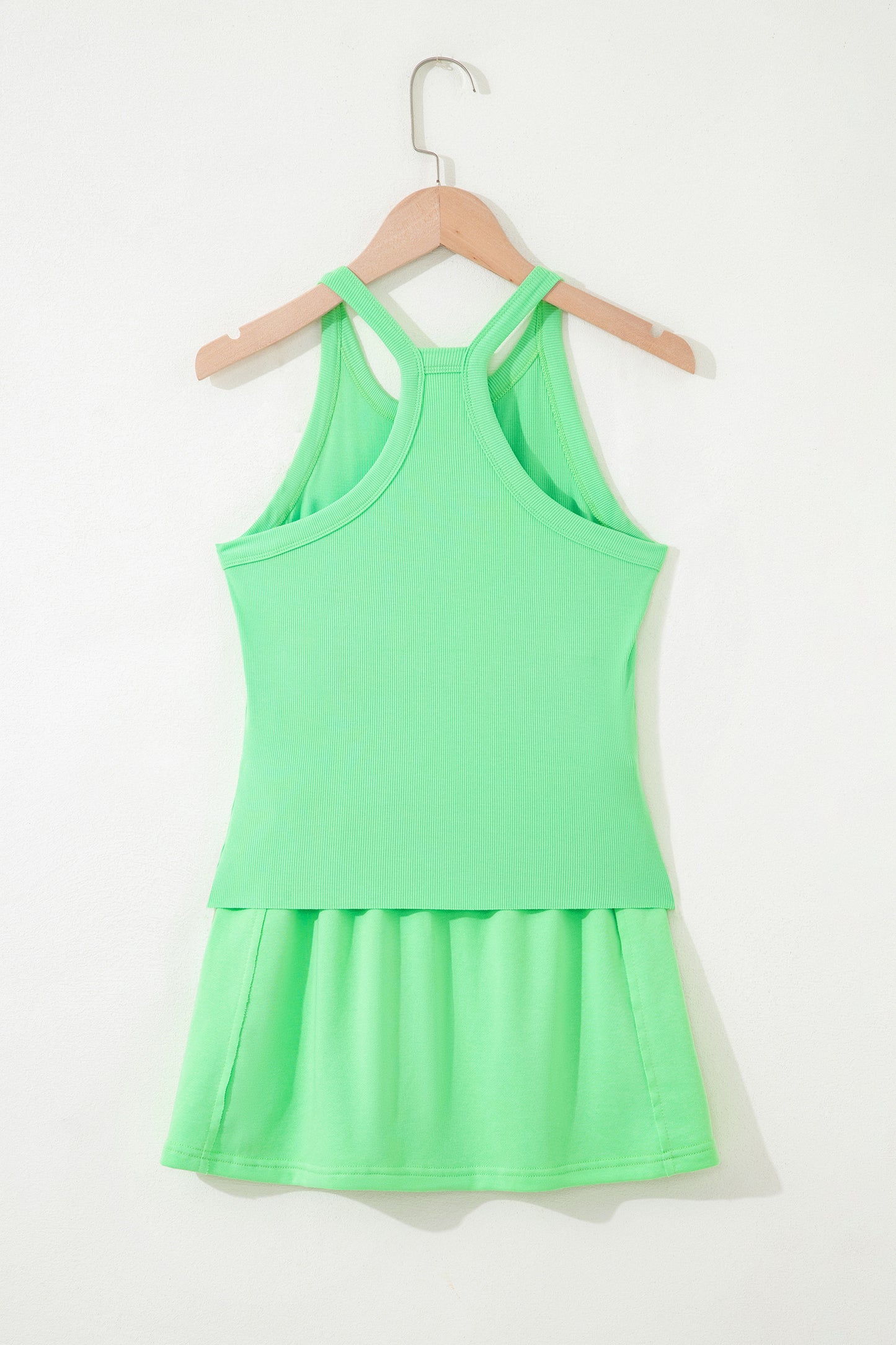 Slim Cropped Tank Top & Elastic Waist Mini Skort 2-Piece Outfit