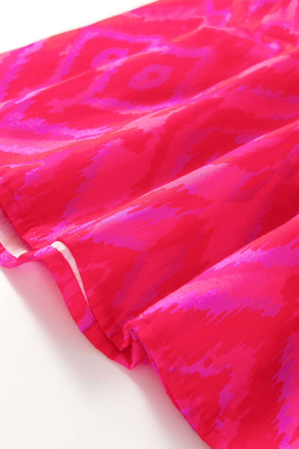 Watermelon Split Neckline Short Puff Sleeve Curvy Dress  (Warehouse Exclusive)