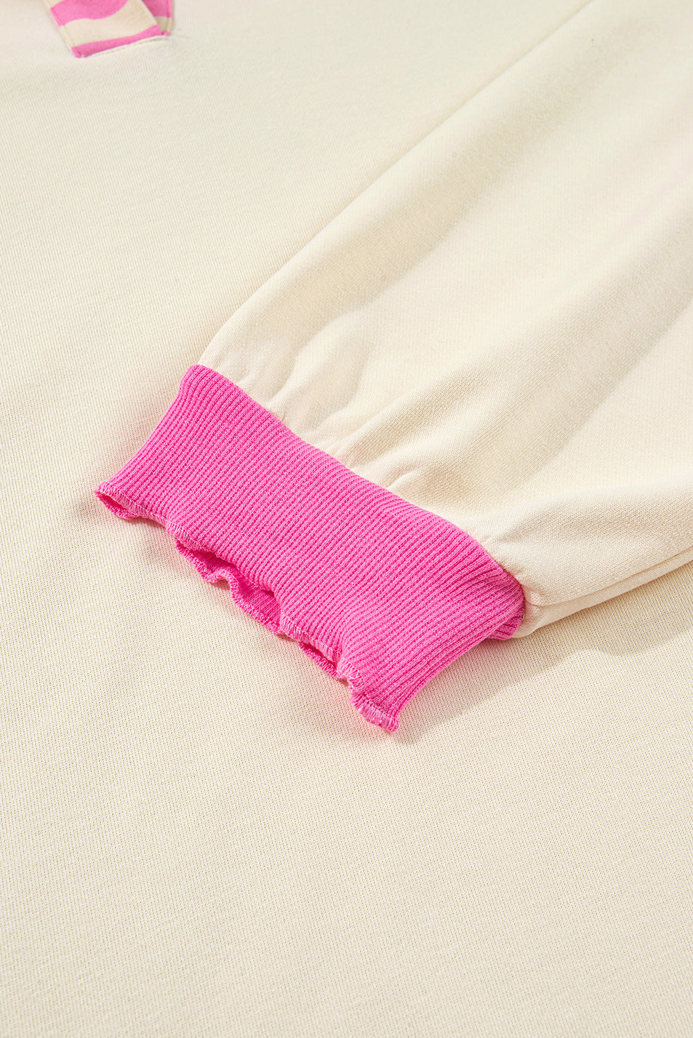 Plus size pink stripe polo collar drop shoulder sweatshirt by Modern Grace, featuring a relaxed fit and casual style.