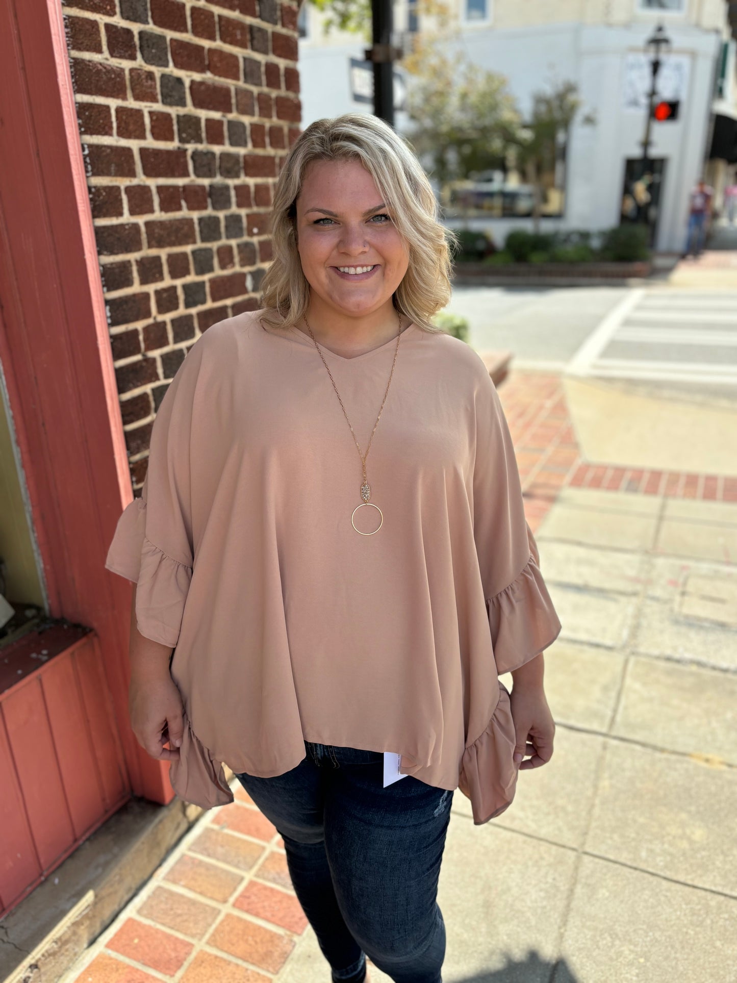 CURVY MOCHA BATWING BLOUSE