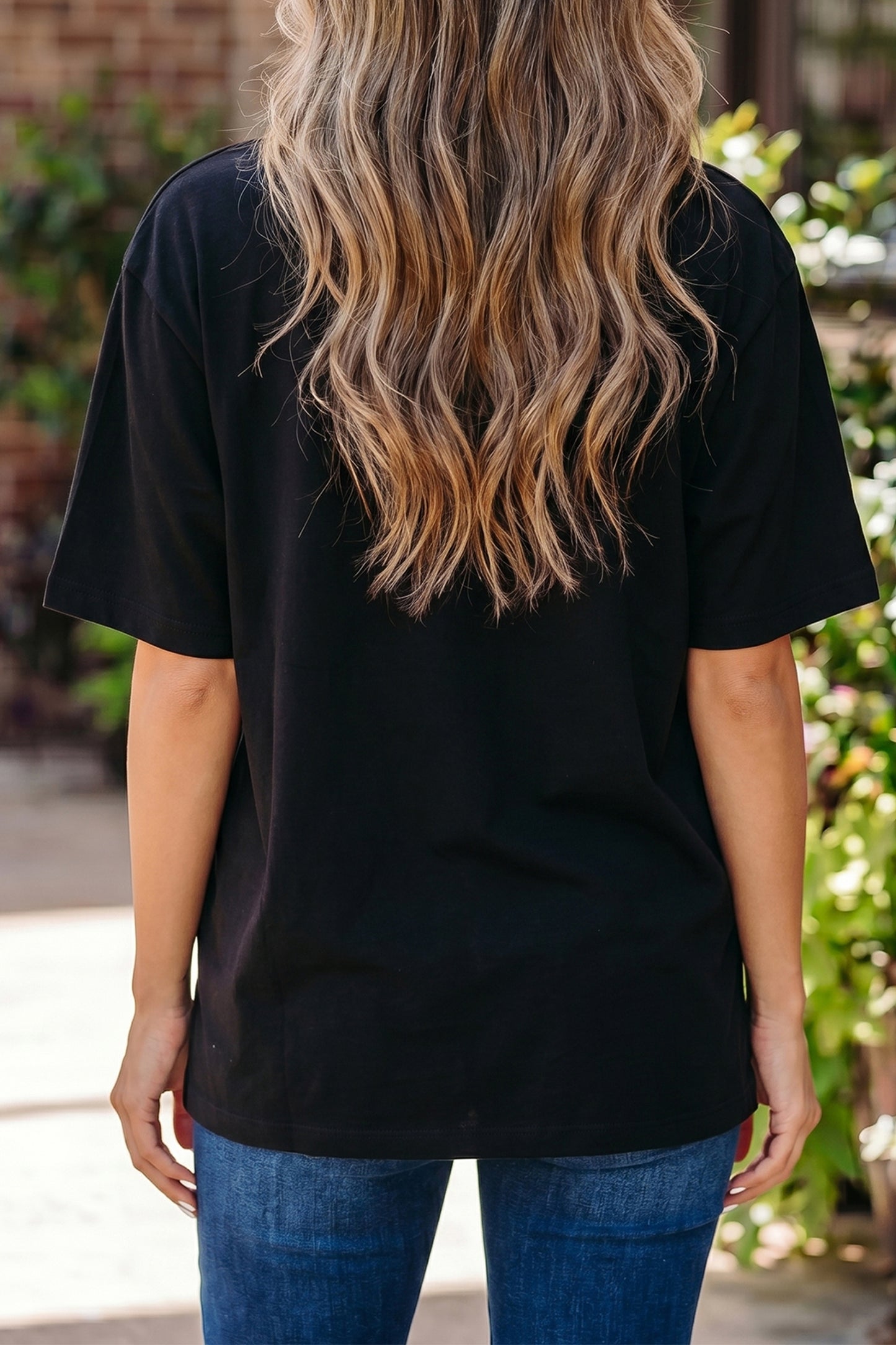 Solid Color High Neck Oversize Tee