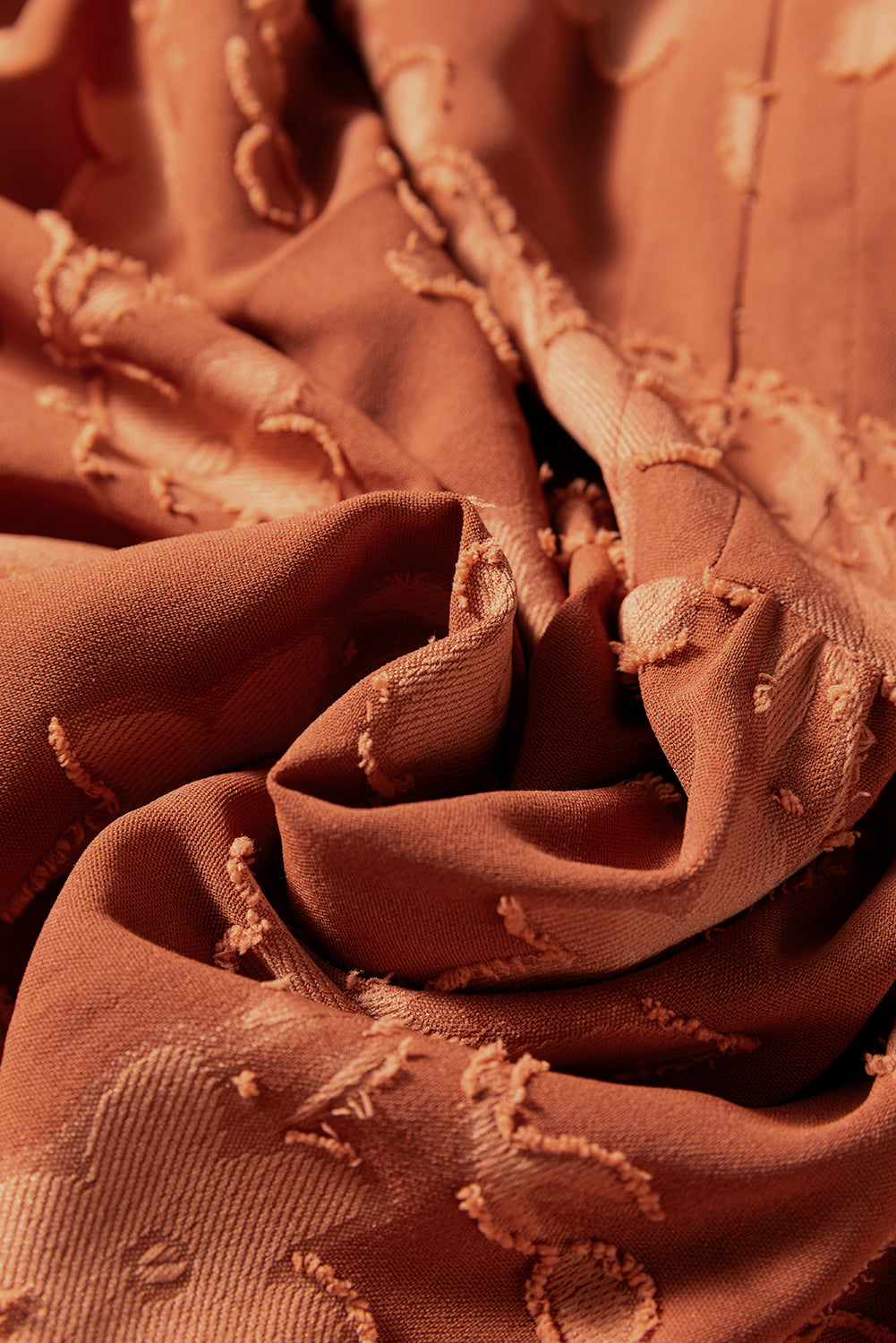 Cinnamon Plus Size Textured 3D Flower Pattern Ruffle Hem 3/4 Sleeve Long Dress (Warehouse Exclusives)