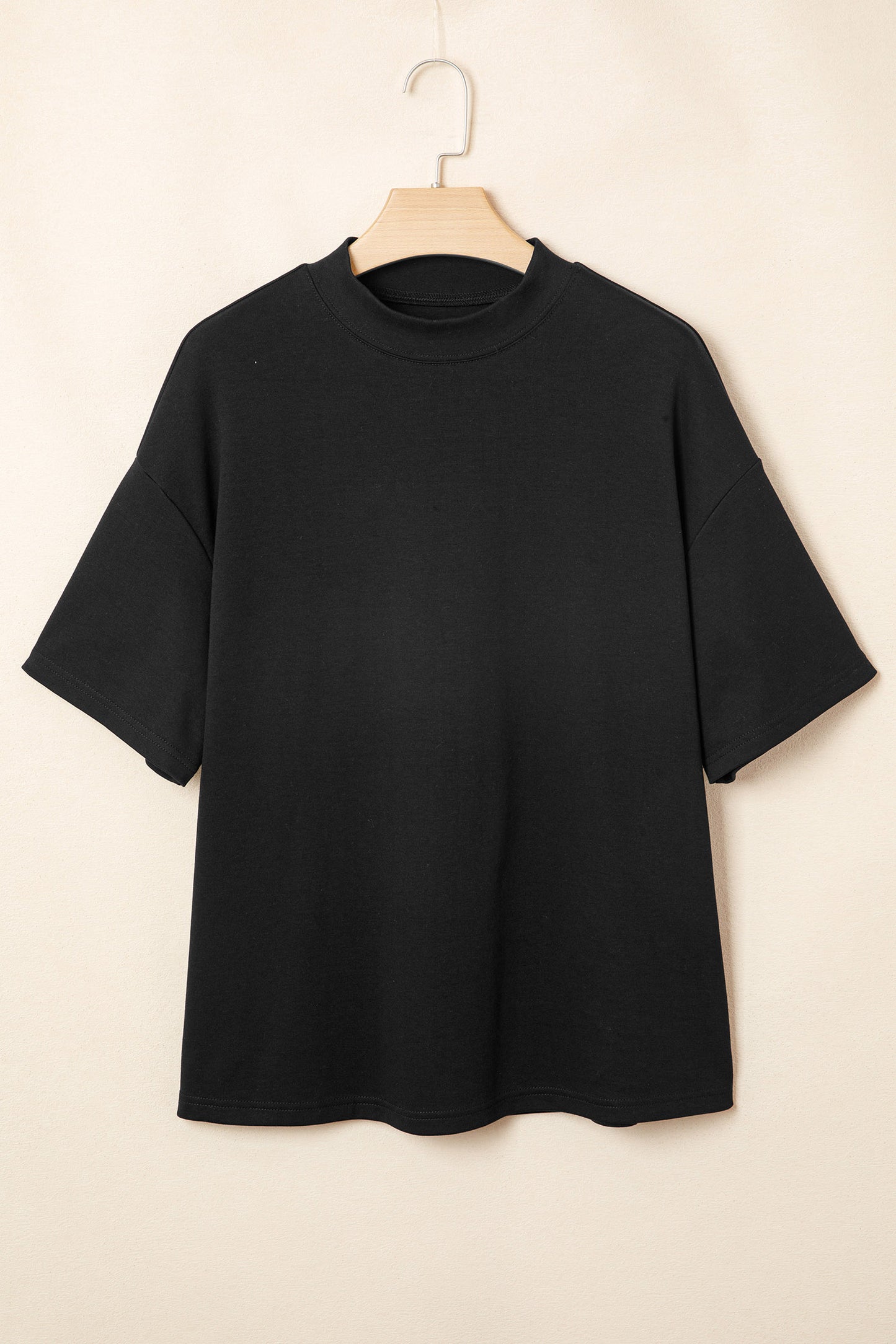 Solid Color High Neck Oversize Tee