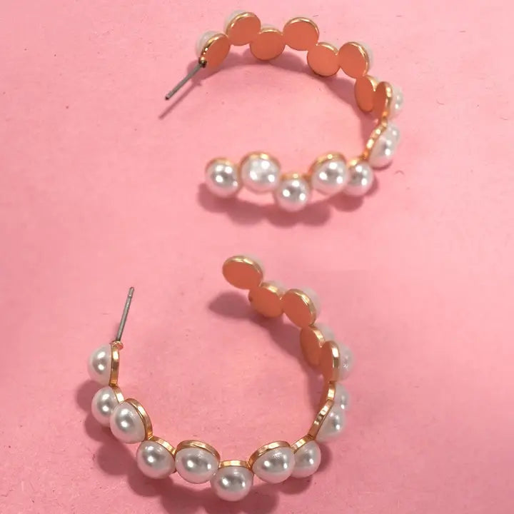 Pearl Zig Zag Hoop Earrings