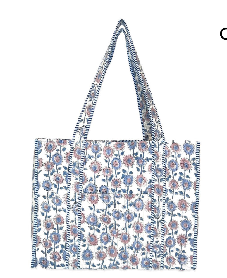 Quilted Floral Tote Bag