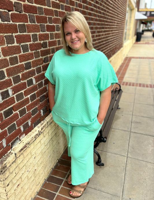 Curvy Mint Green Textured Outfit