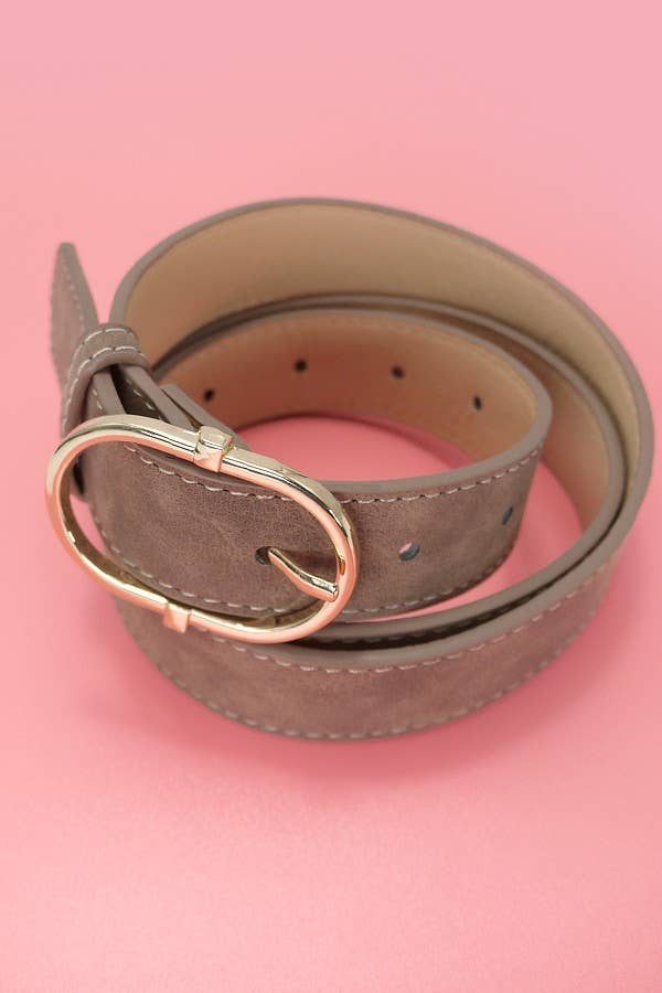 CLASSIC CHIC OVAL BUCKLE SUEDE BELT | 40BT634: Black