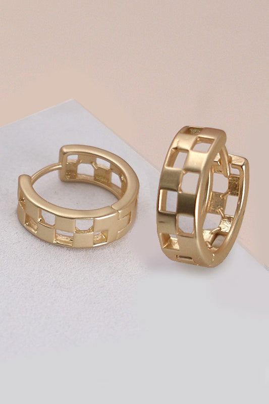 Mini Cutout Checker Hoop Huggie Earring