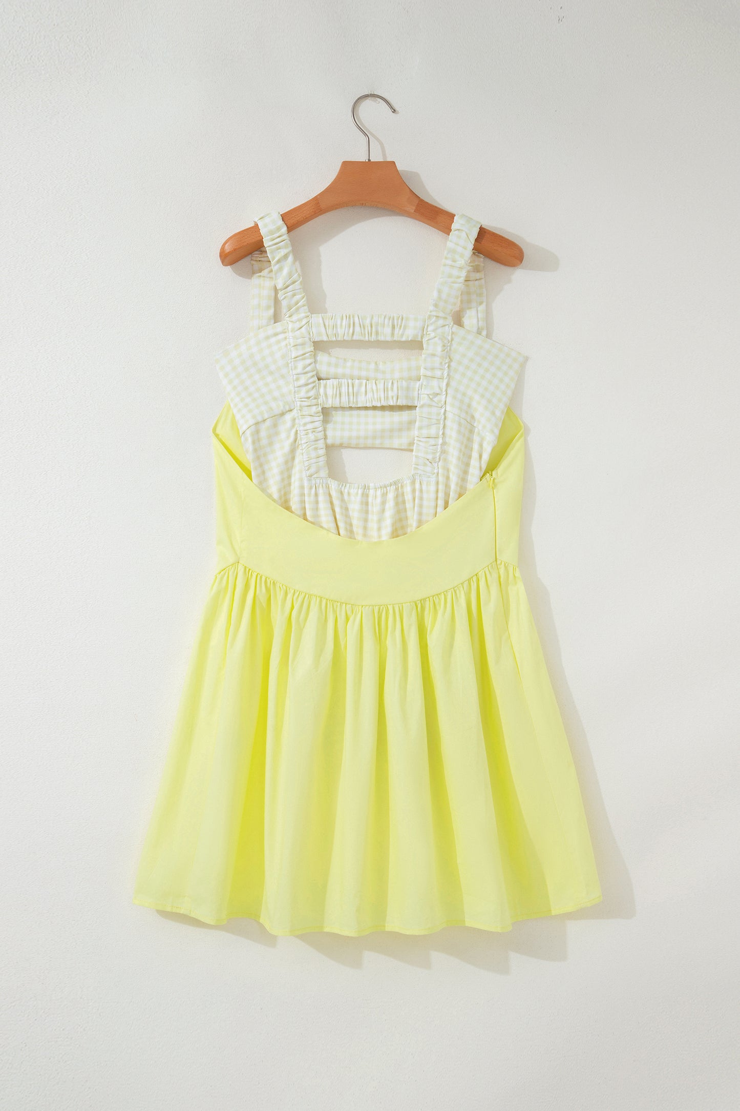 Faux Two Piece Gingham Contrast Loose Mini Dress