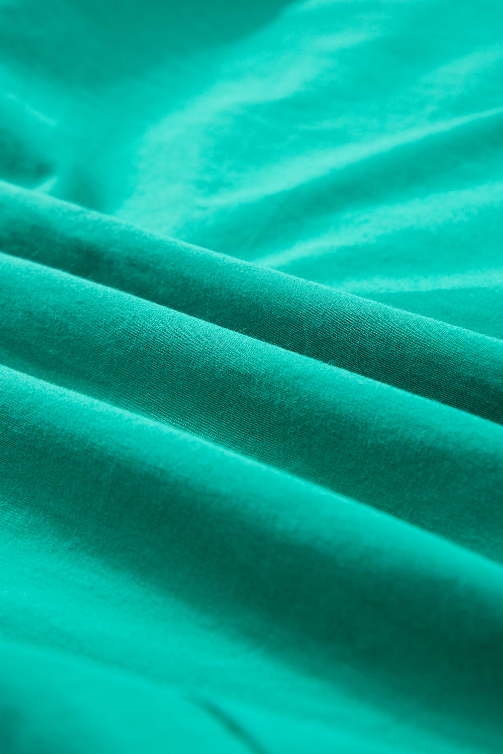 Green Shirred Ruffle Sleeve Button Up Short Dress