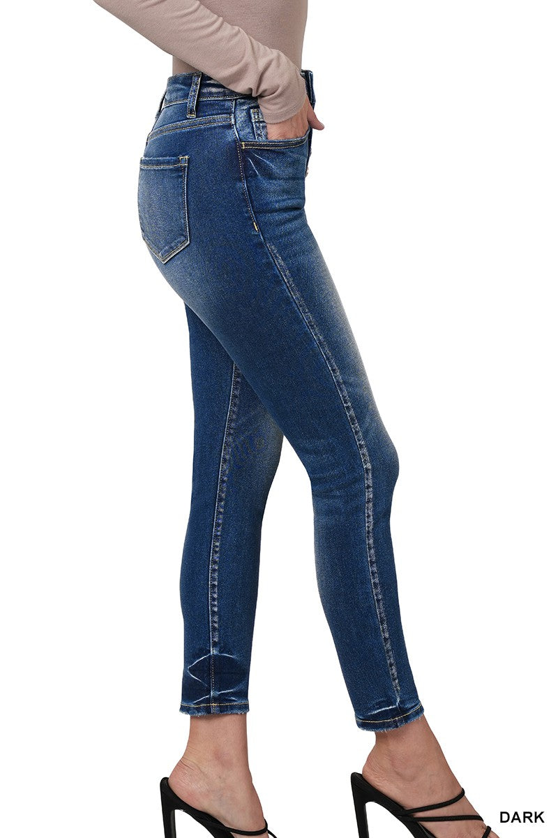 High Rise 5 Button Fly Ankle Skinny Jeans