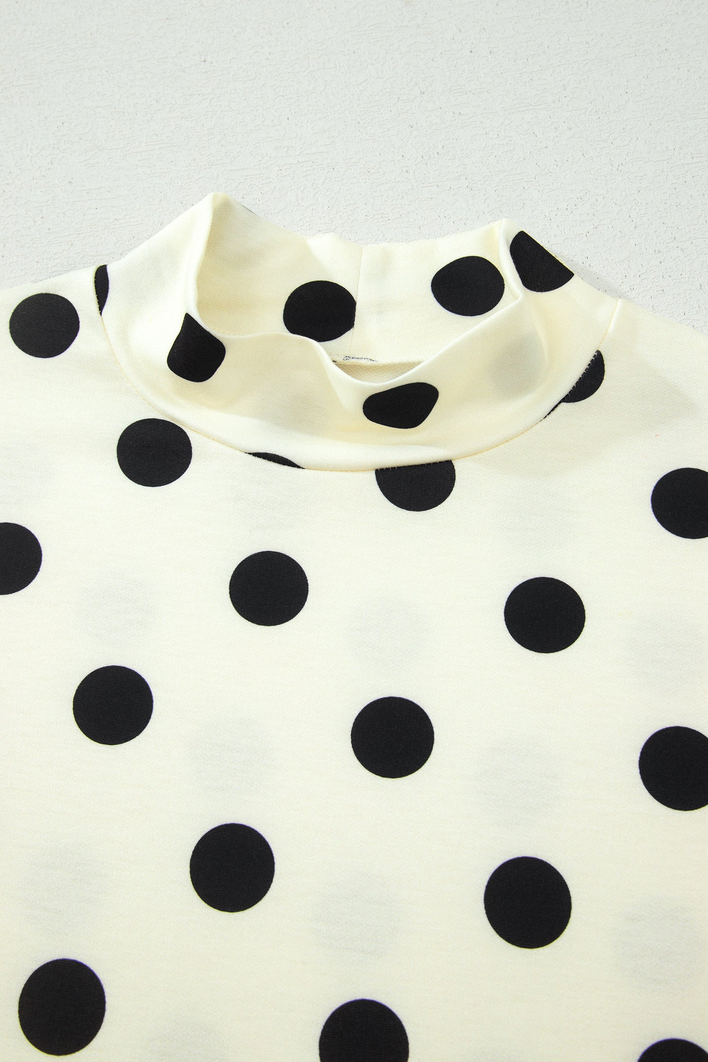Polka Dot Print High Neck Dolman Top