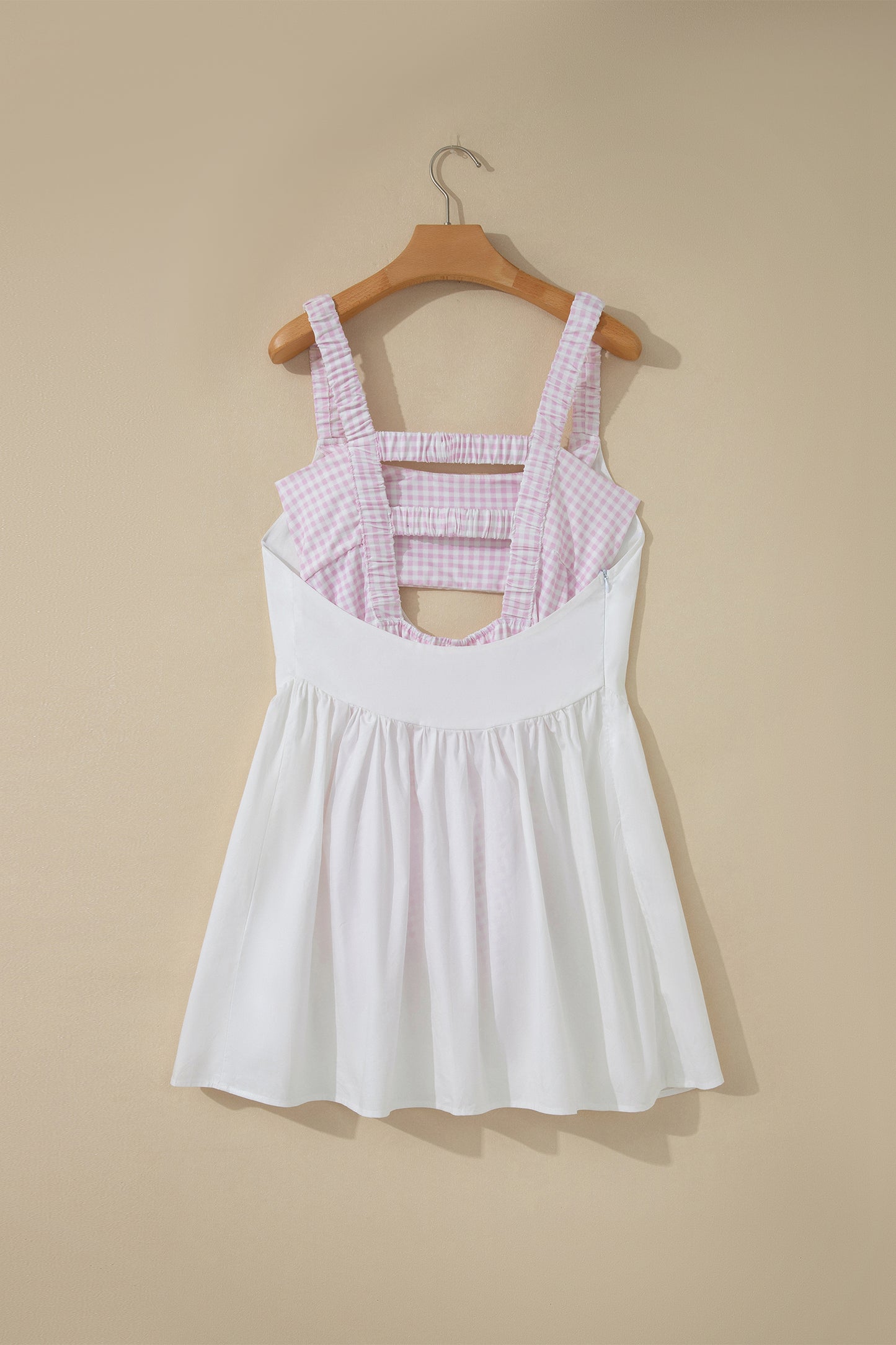 Faux Two Piece Gingham Contrast Loose Mini Dress