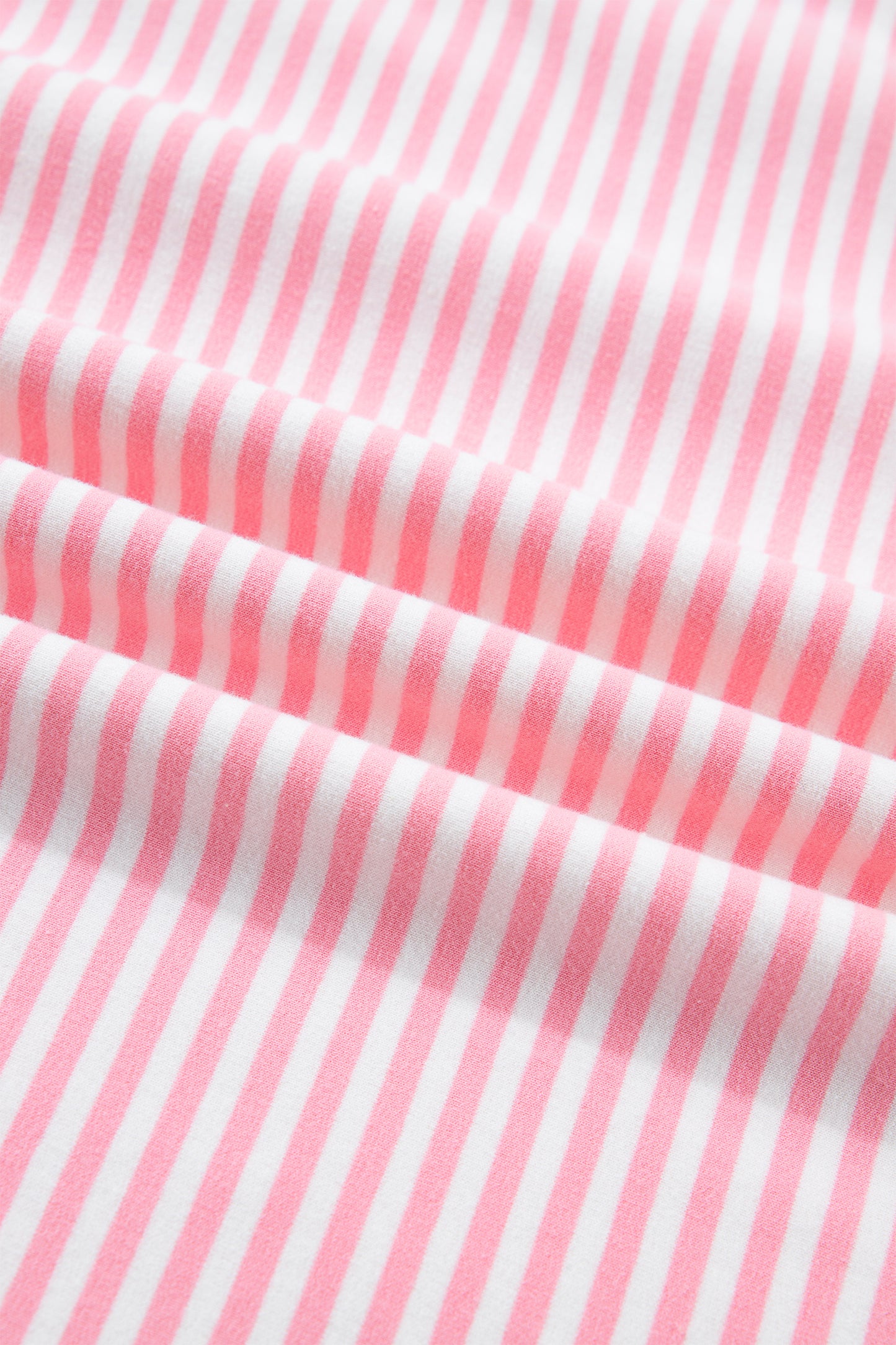 Pink Stripe Cuffed Sleeve Contrast Mock Neck Tee Casual 2pcs Short Set